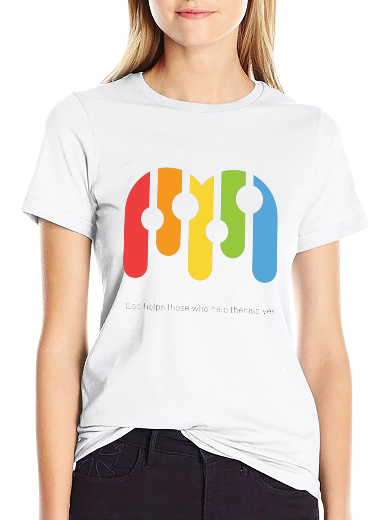 Black Retro Rainbow Graphic Black T-Shirt view 9