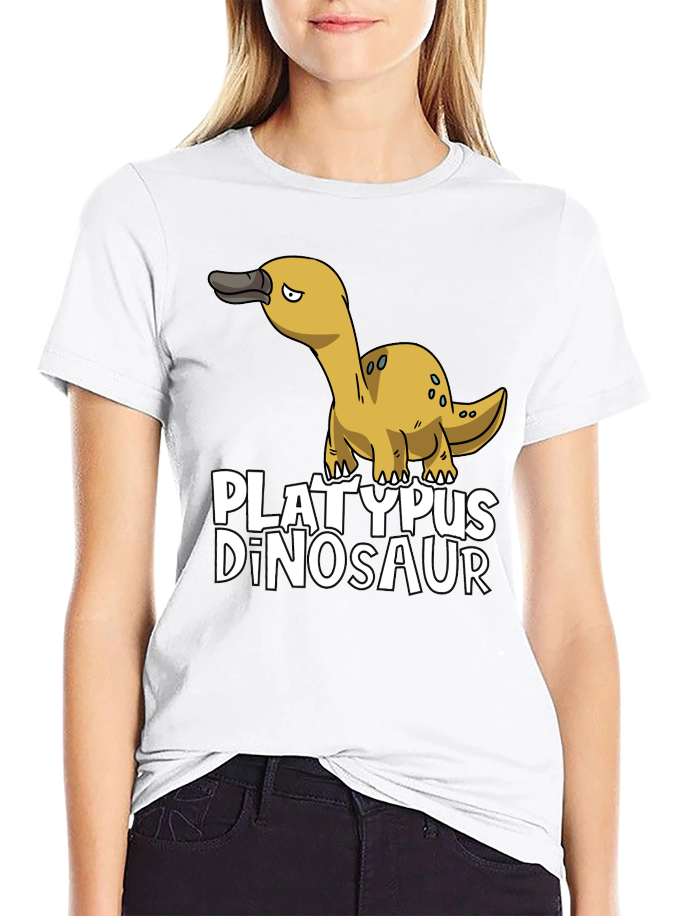 Black Platypus Dinosaur Funny Graphic Tee view 9