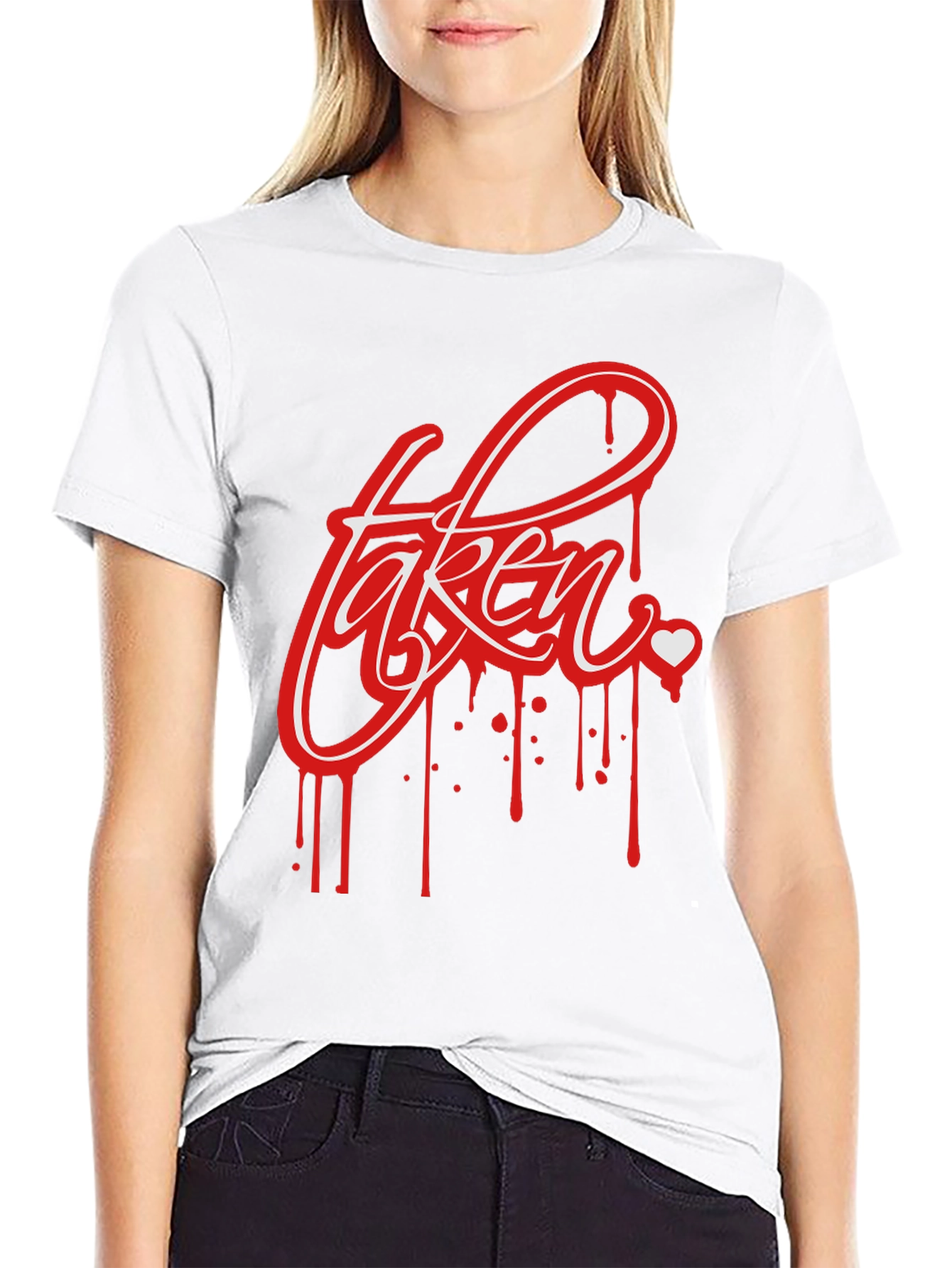 Black Taken Drip Heart Graphic Tee - Men's Black T-Shirt view 9