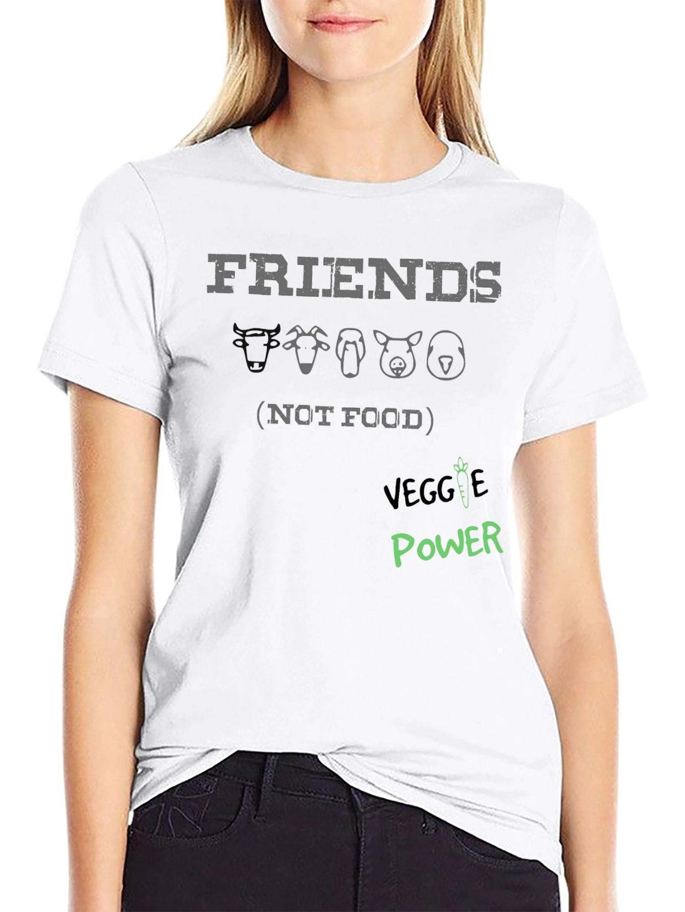 Black Friends Not Food Vegan T-Shirt - Veggie Power Tee view 9