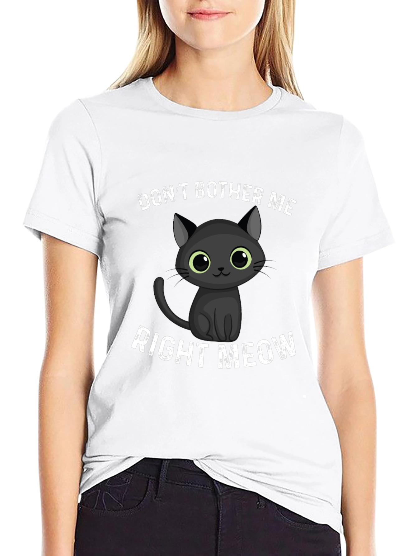 Black Don't Bother Me Right Meow Black T-Shirt view 9
