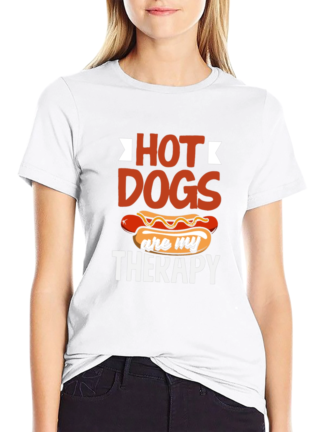 Black Hot Dogs are my Therapy T-Shirt view 9