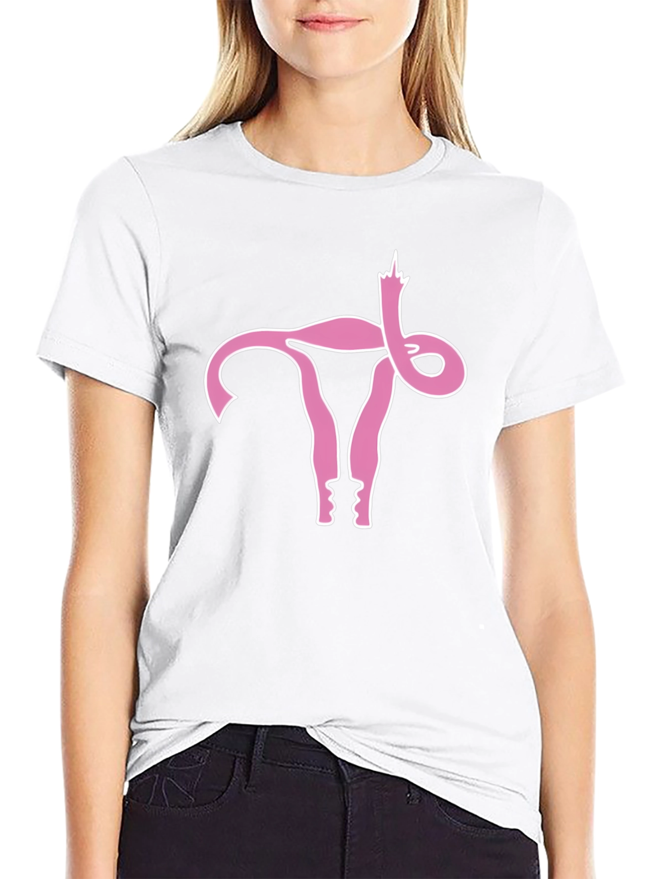 Black Uterus Middle Finger Graphic Black Tee view 9