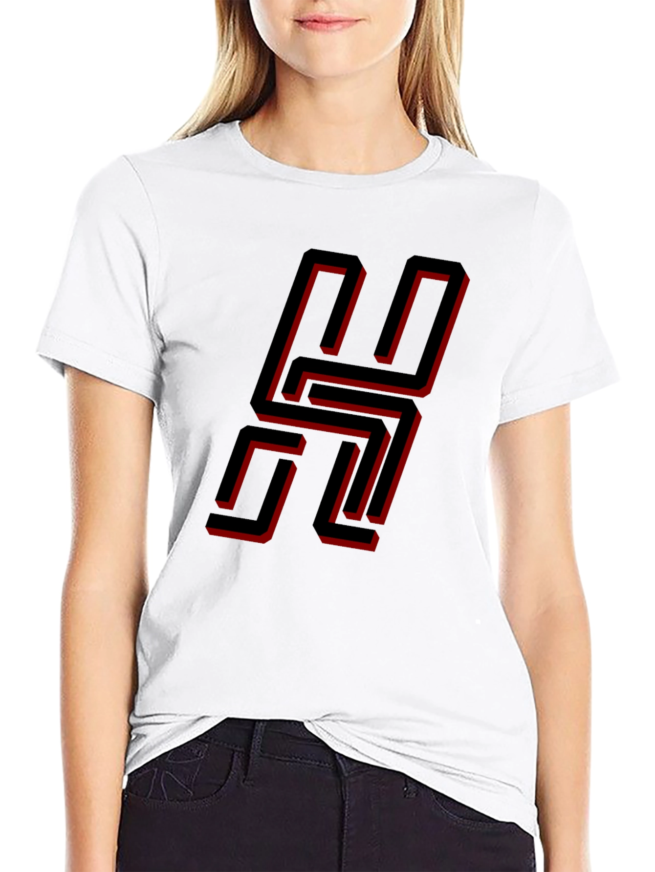 Black Geometric "H" Black T-Shirt - Modern Style view 9