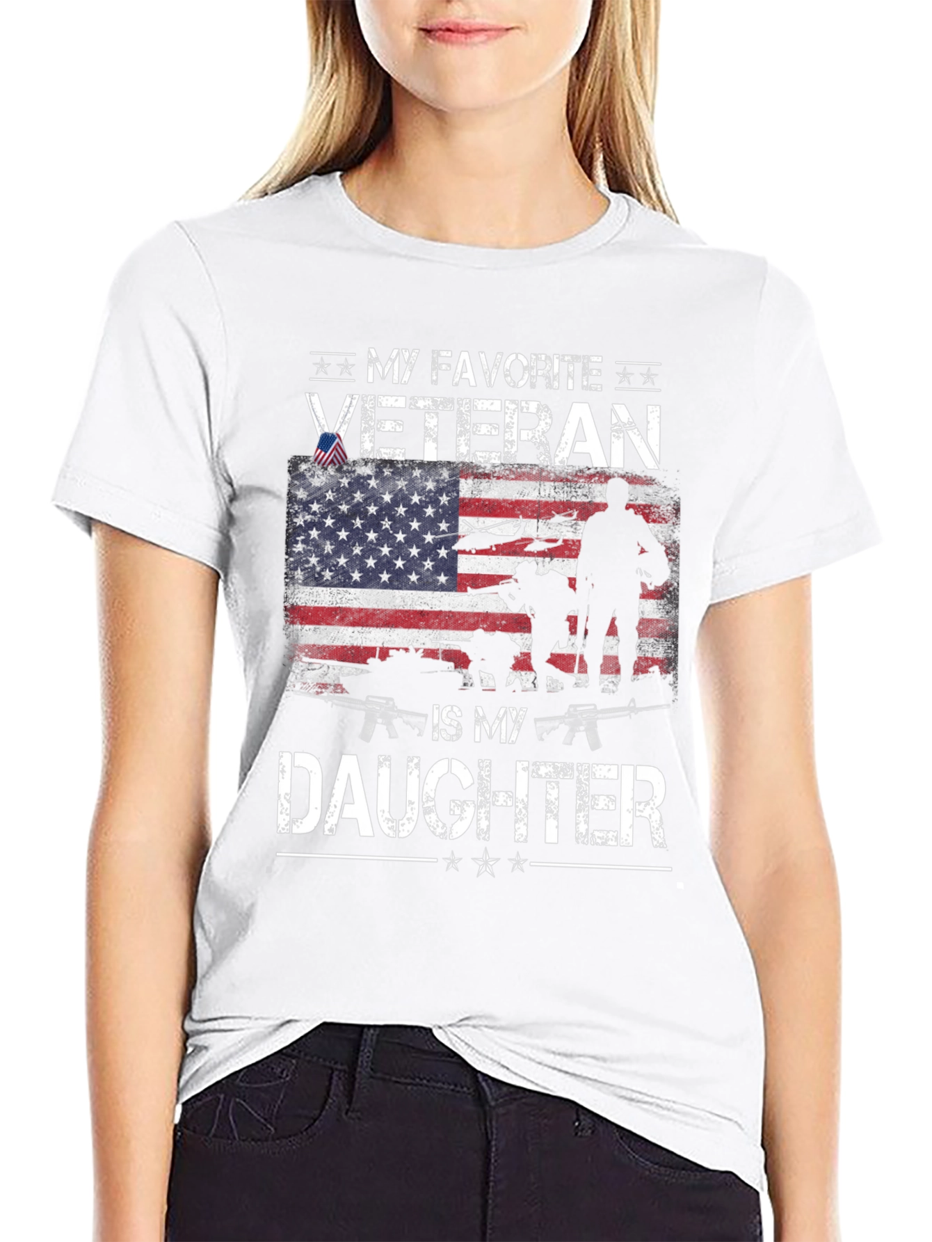 Black My Favorite Veteran Is My Daughter T-Shirt view 9