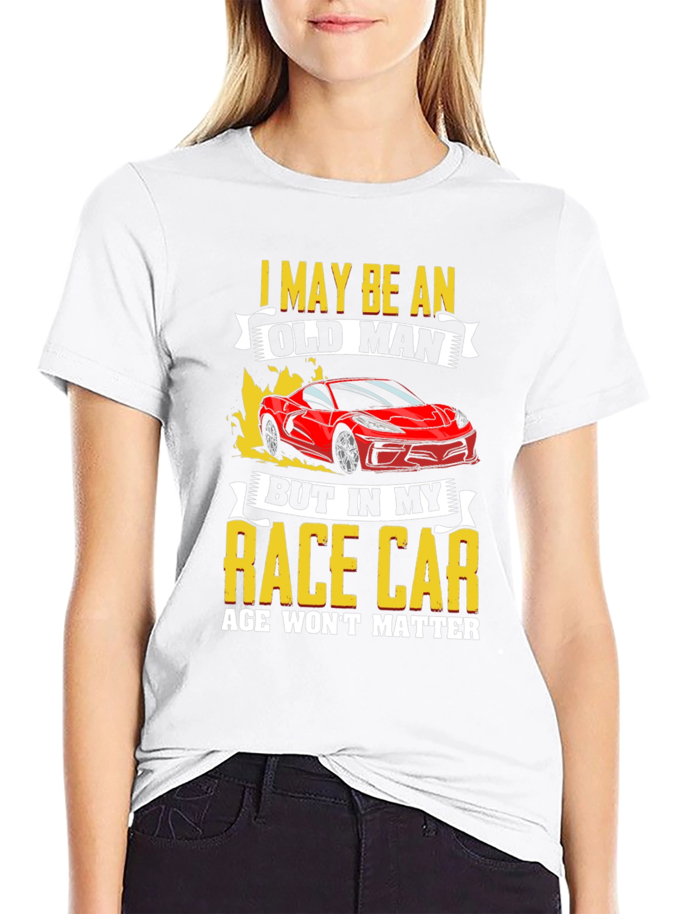 Black Old Man Race Car T-Shirt: Age Won't Matter view 9