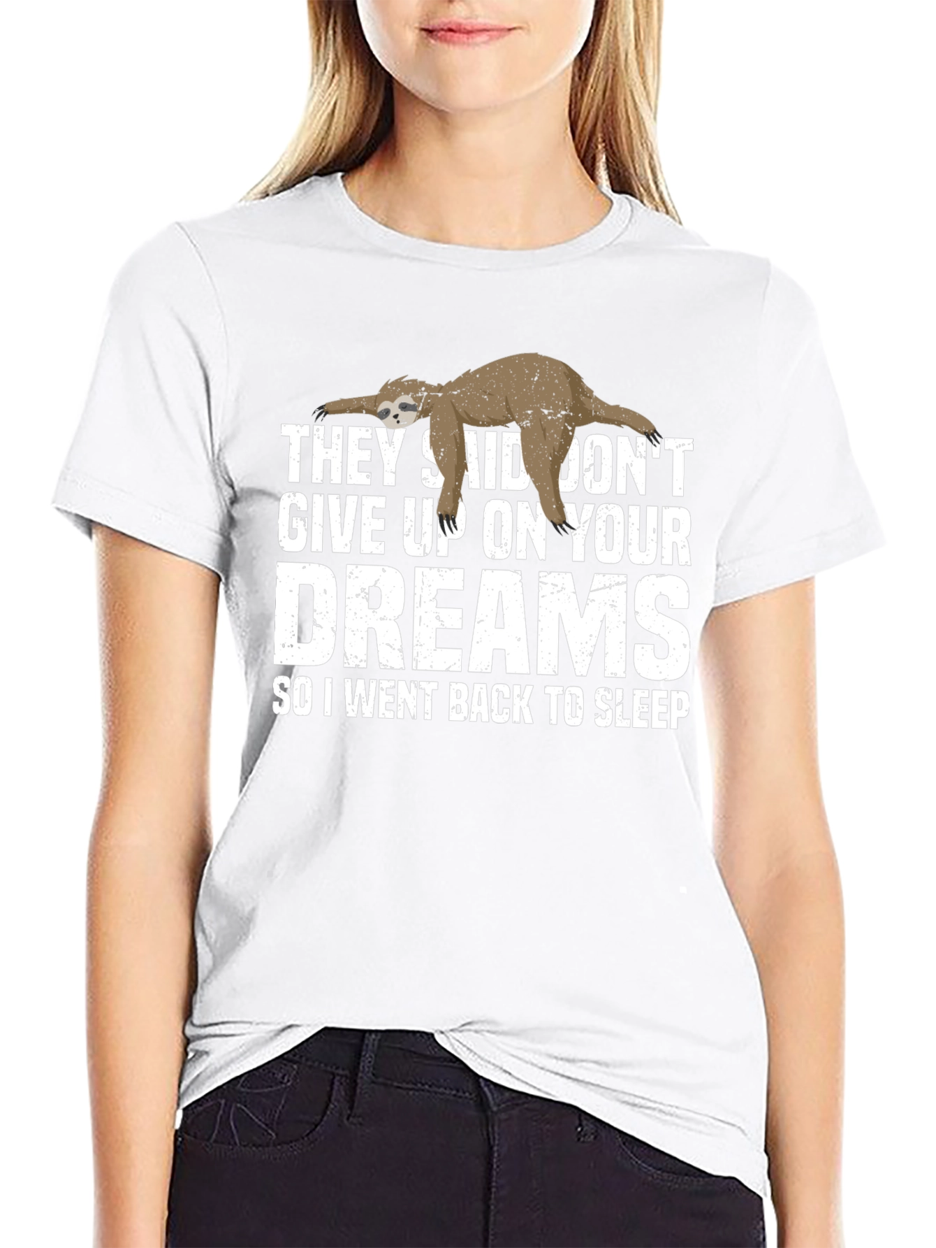 Black Funny Sloth Dreams T-Shirt - Soft Cotton Tee view 9