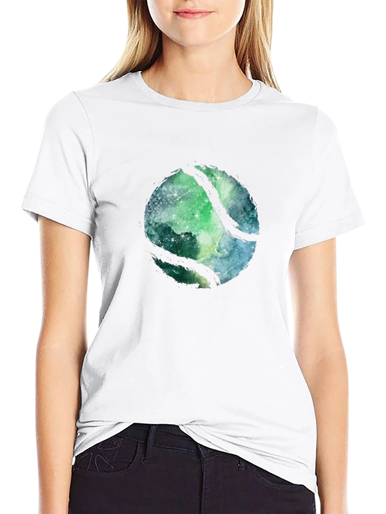 Black Cosmic Tennis Ball Black T-Shirt view 9
