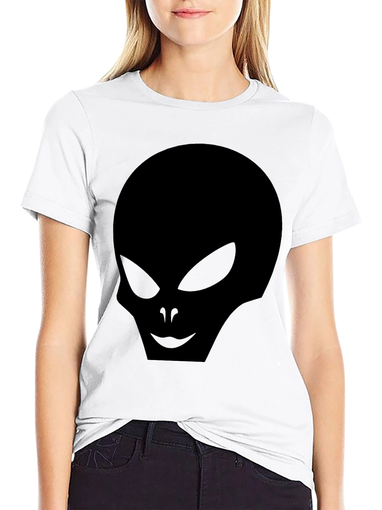 Black Alien Head Graphic Black T-Shirt view 9