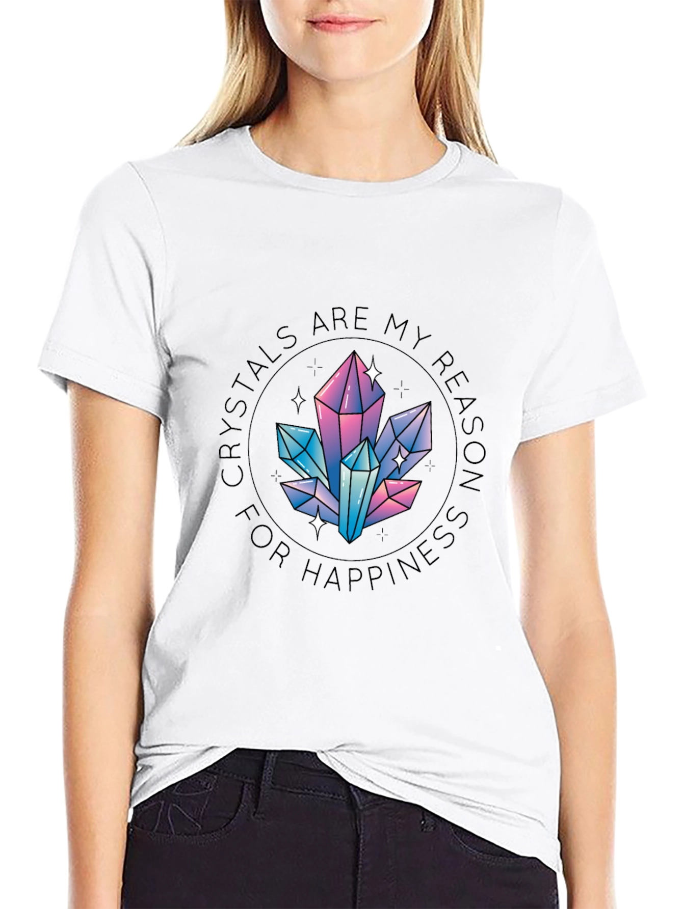 Black Crystals are My Reason for Happiness T-Shirt view 9