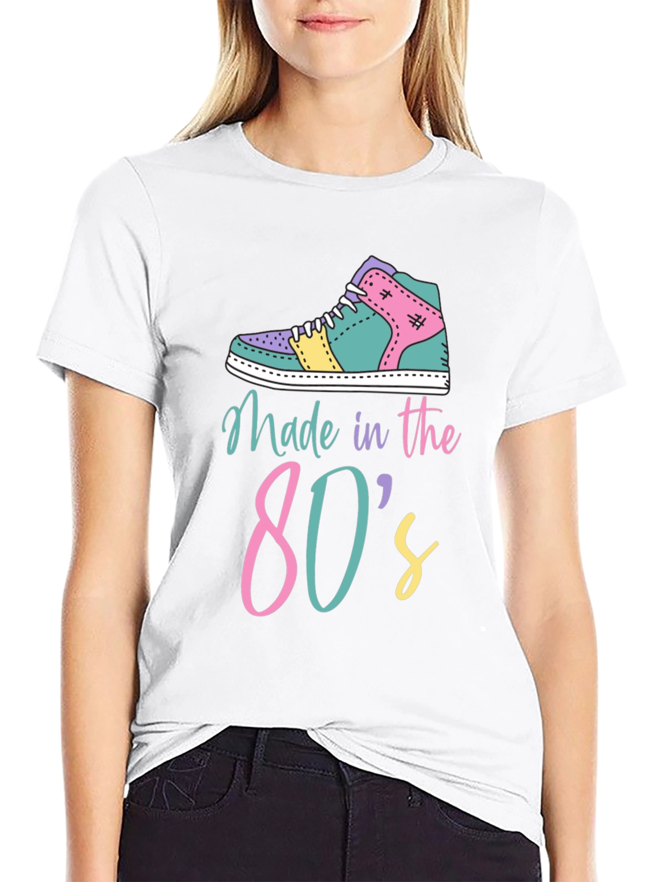 Black Retro 80s Sneaker Graphic Tee view 9