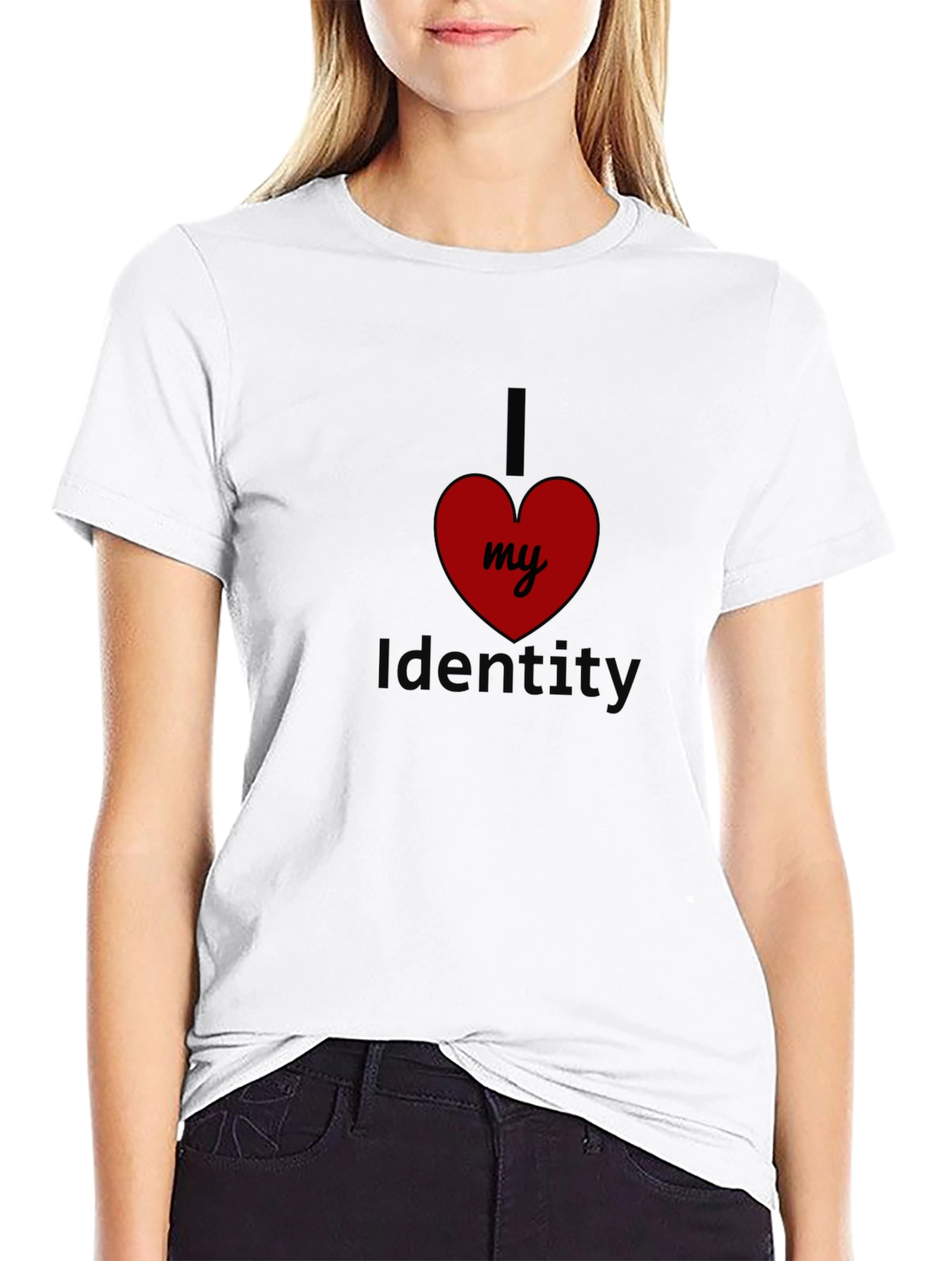 Black I Love My Identity Black T-Shirt view 9