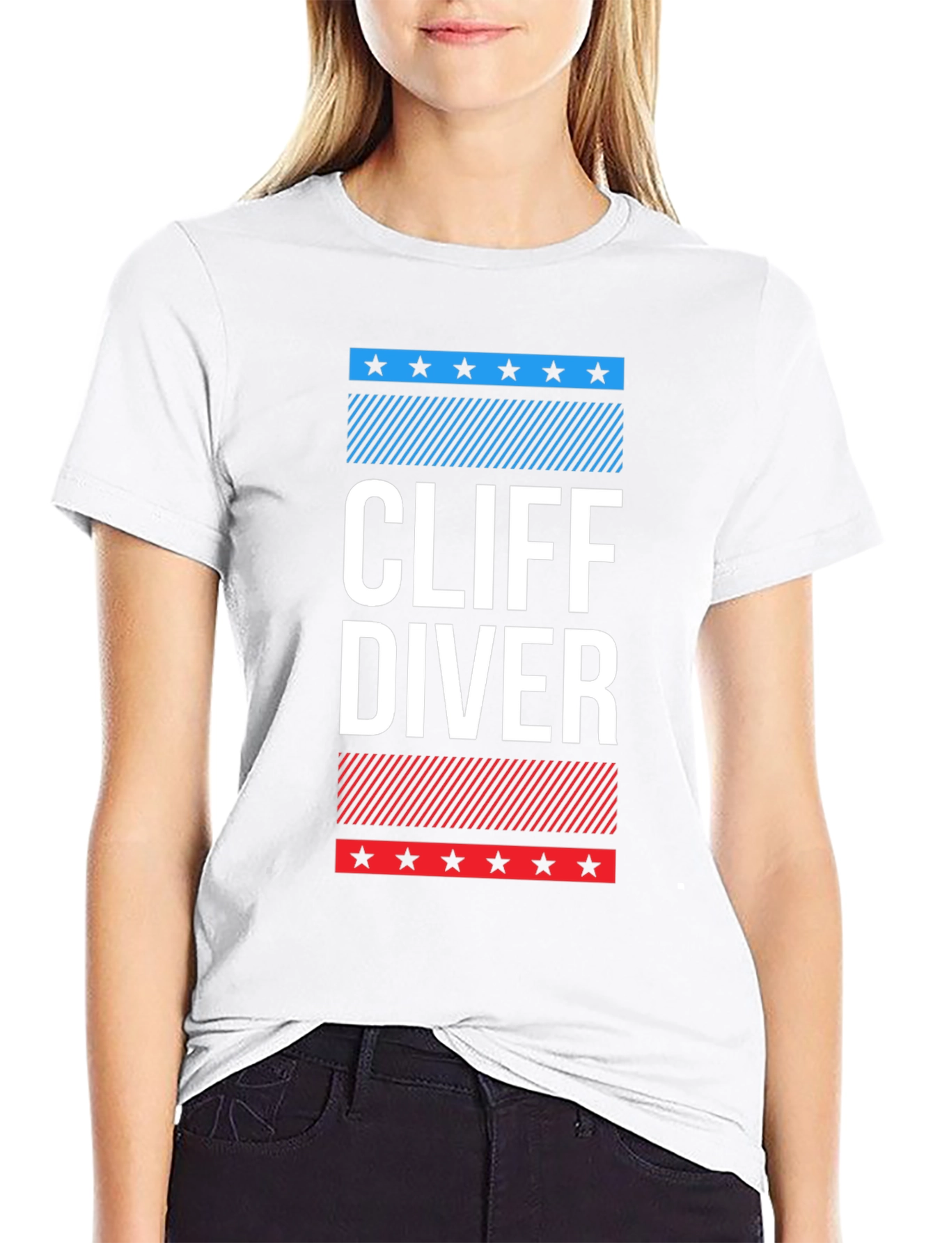 Black Cliff Diver Graphic Tee - Patriotic Design view 9