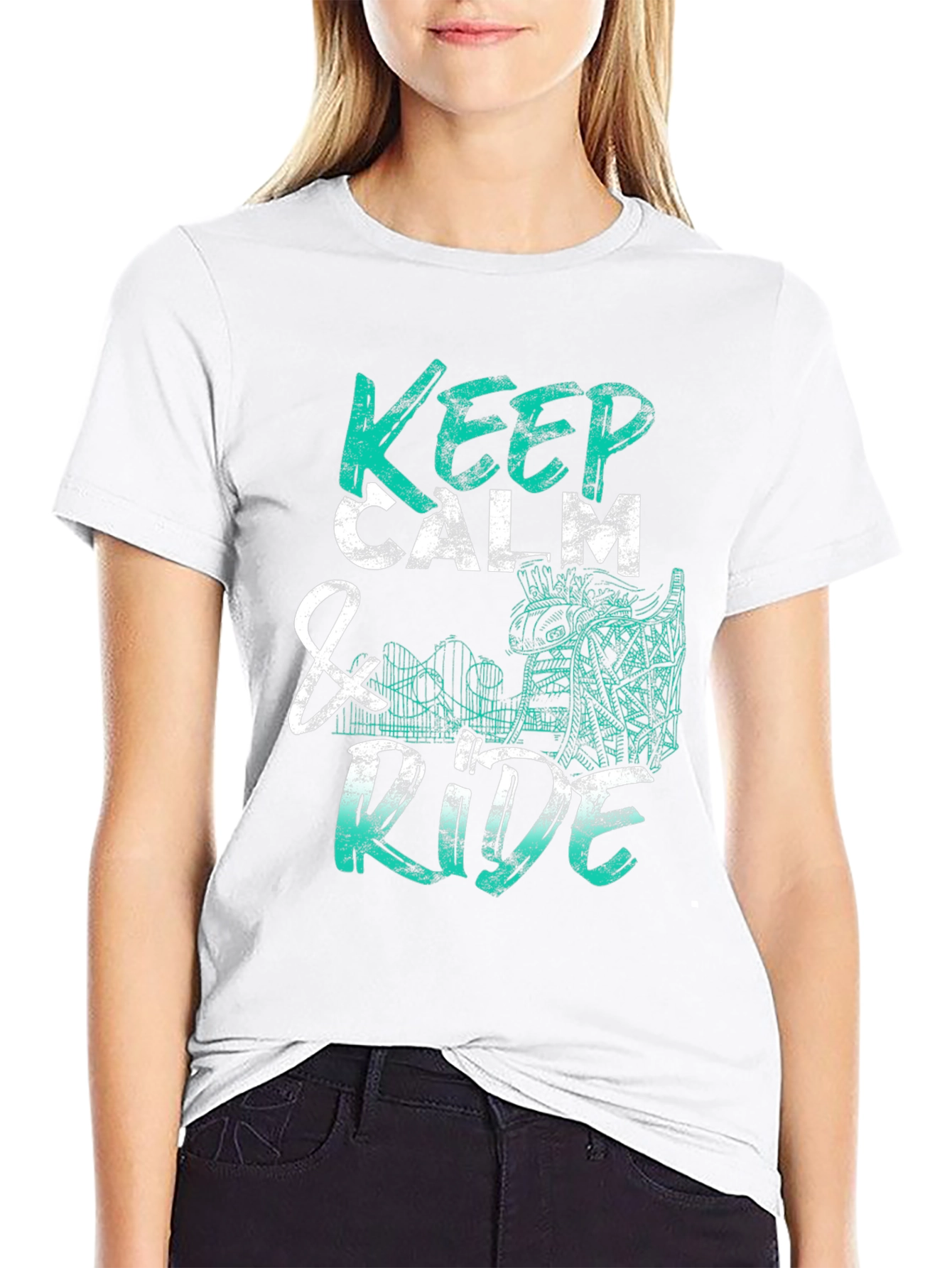 Black Keep Calm & Ride T-Shirt - Graphic Tee view 9