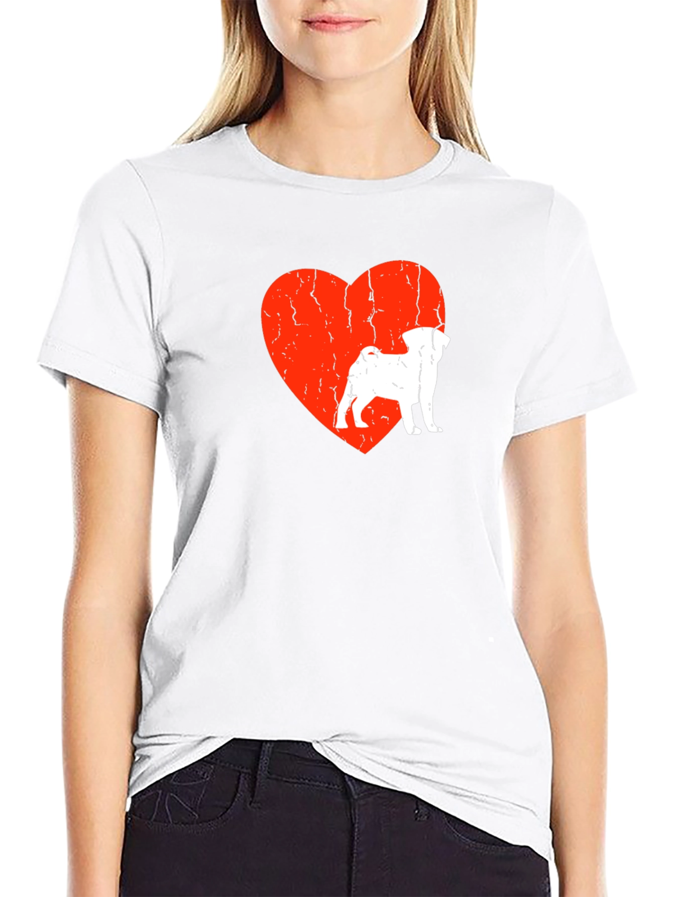 Black Pug Love Heart Graphic Tee - Men's Black T-Shirt view 9