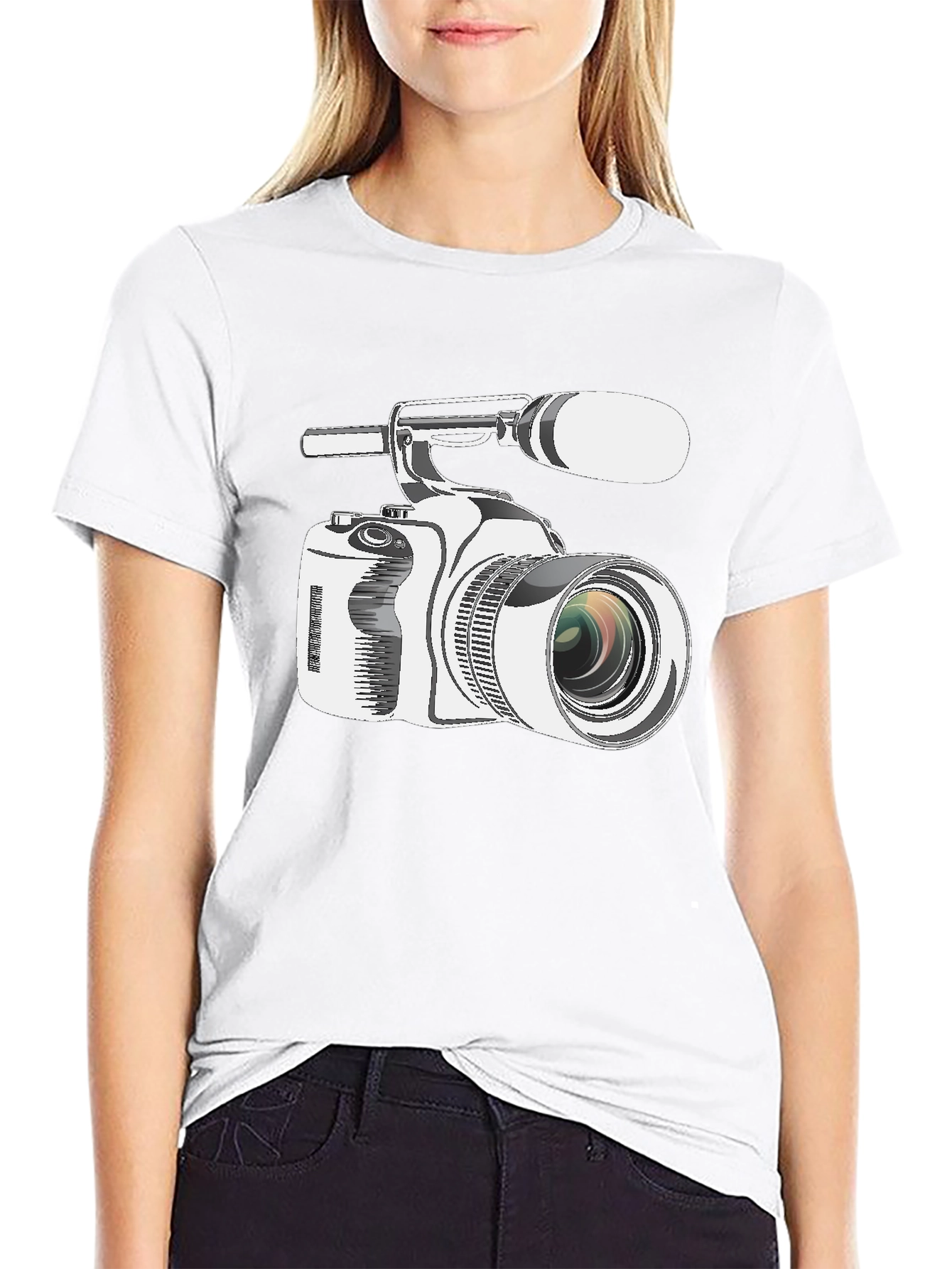 Black Retro Camcorder Graphic Tee - Black Cotton view 9
