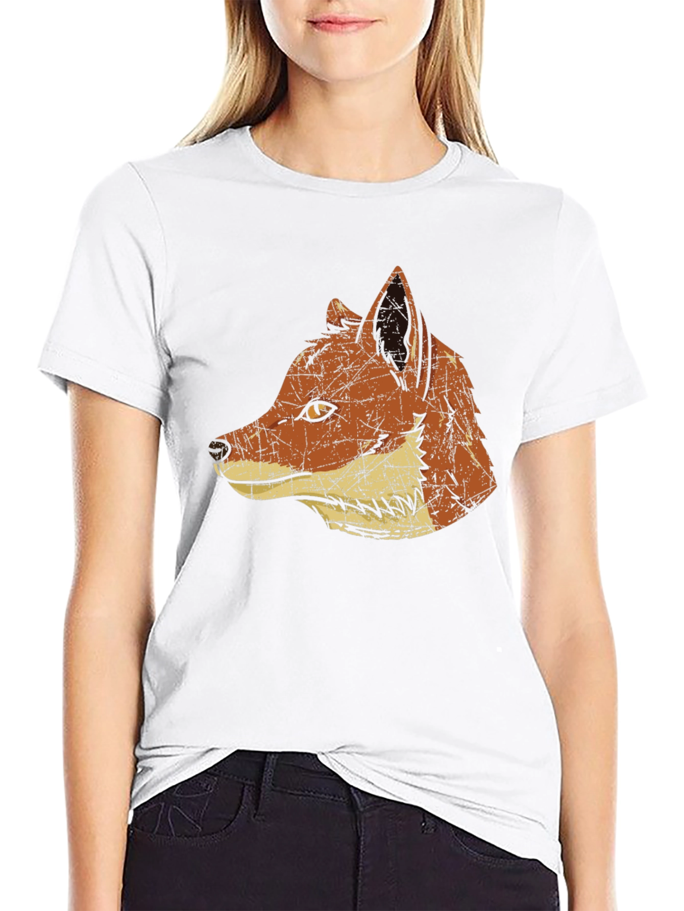 Black Vintage Fox Graphic Tee - Stylish Animal Print T-Shirt view 9