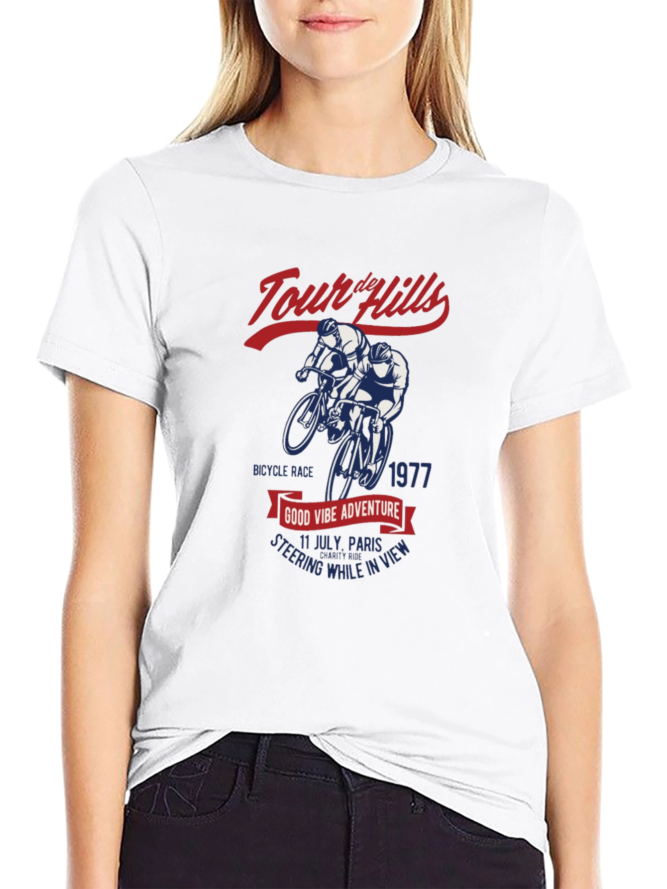 Black Tour de Hills Cycling T-Shirt - Vintage Style view 9