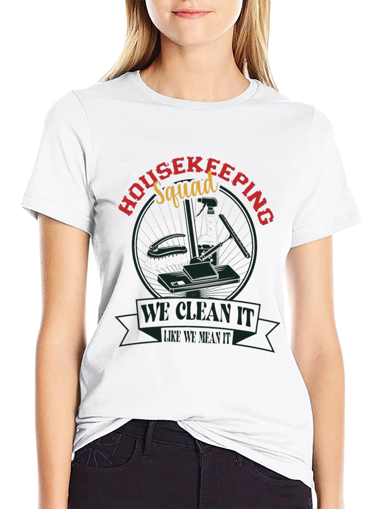Black Housekeeping Squad Graphic Tee - Cleaning Crew Shirt view 9
