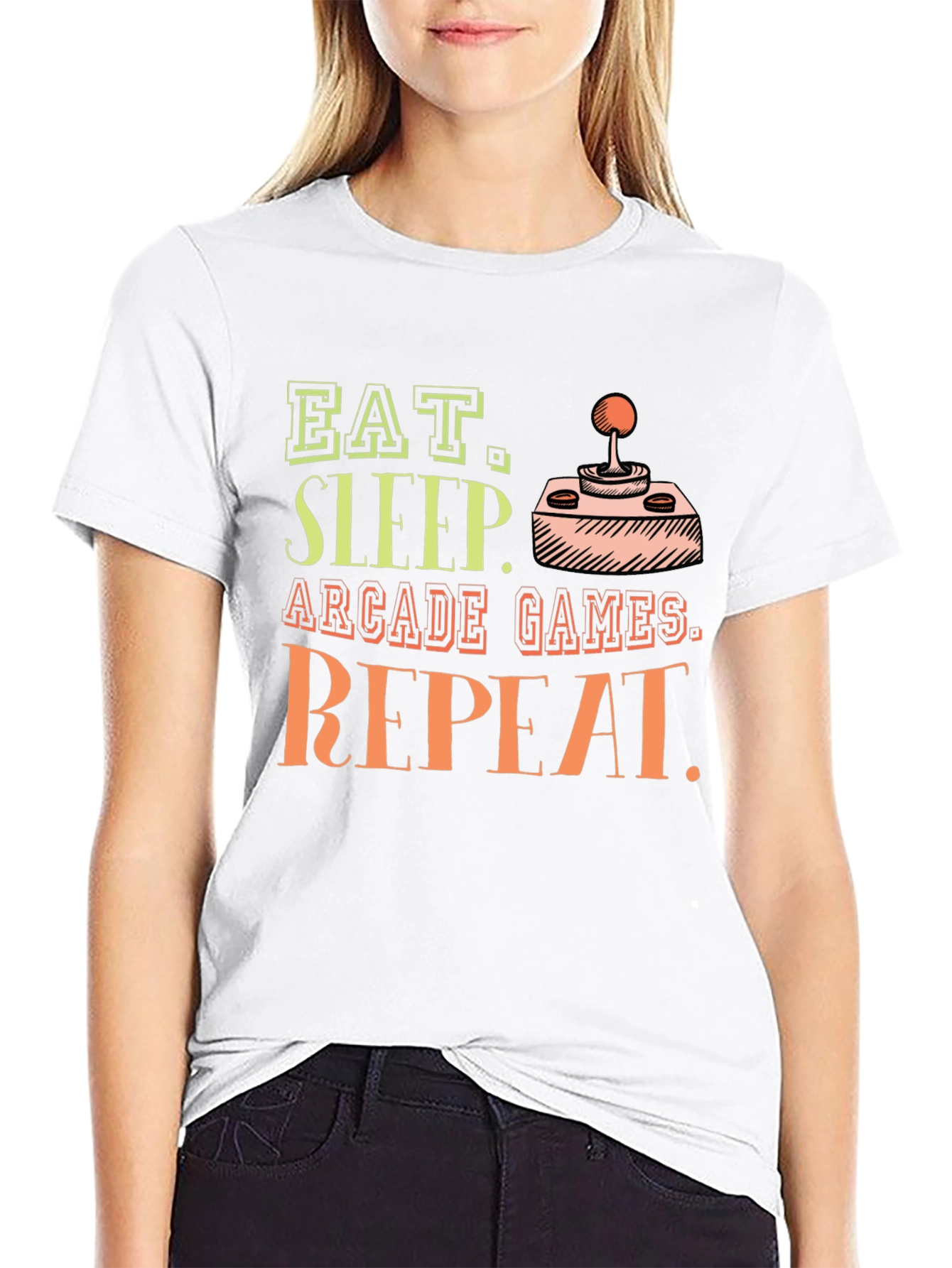 Black Eat Sleep Arcade Games Repeat T-Shirt view 9