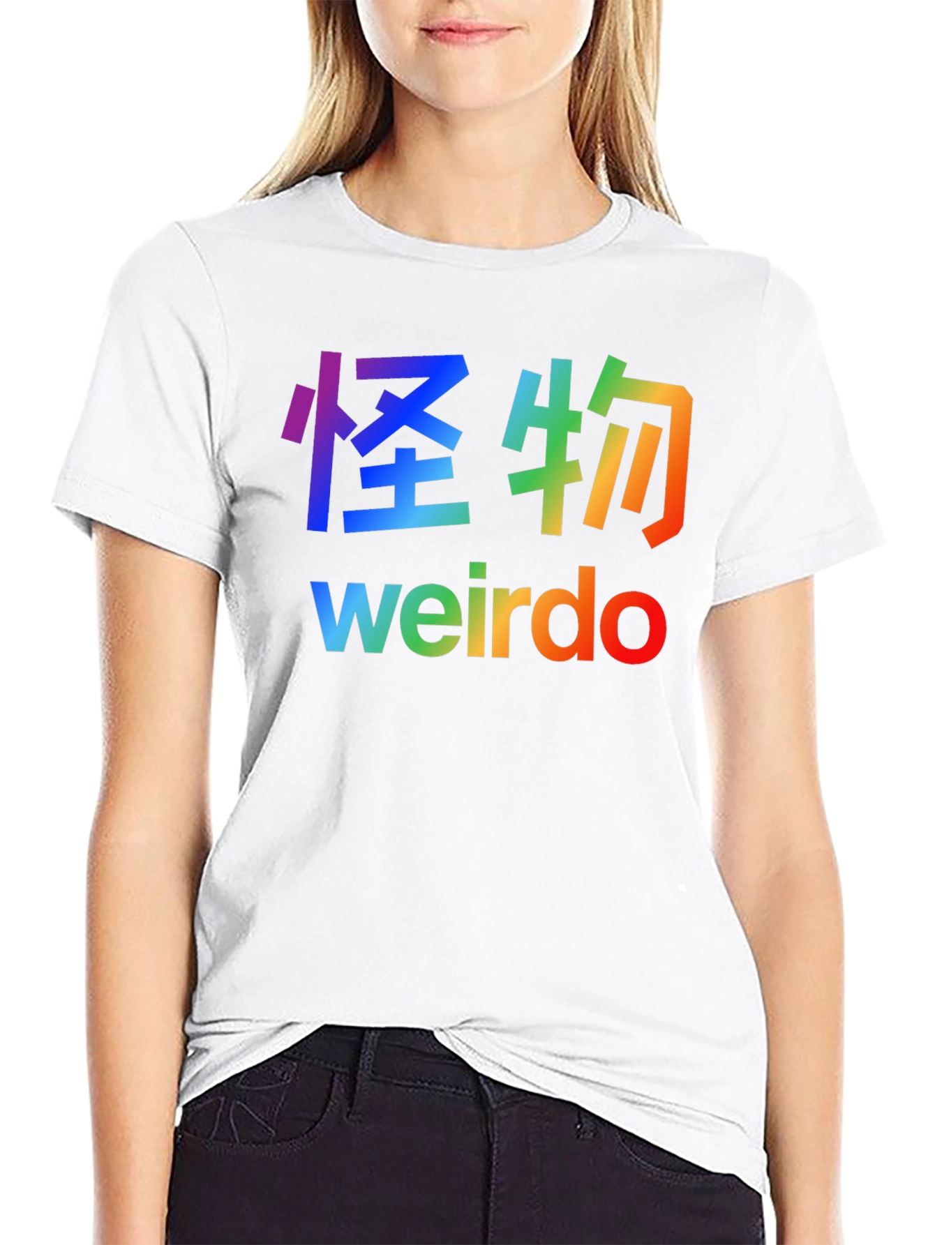 Black Rainbow Weirdo Graphic Tee - Black view 9