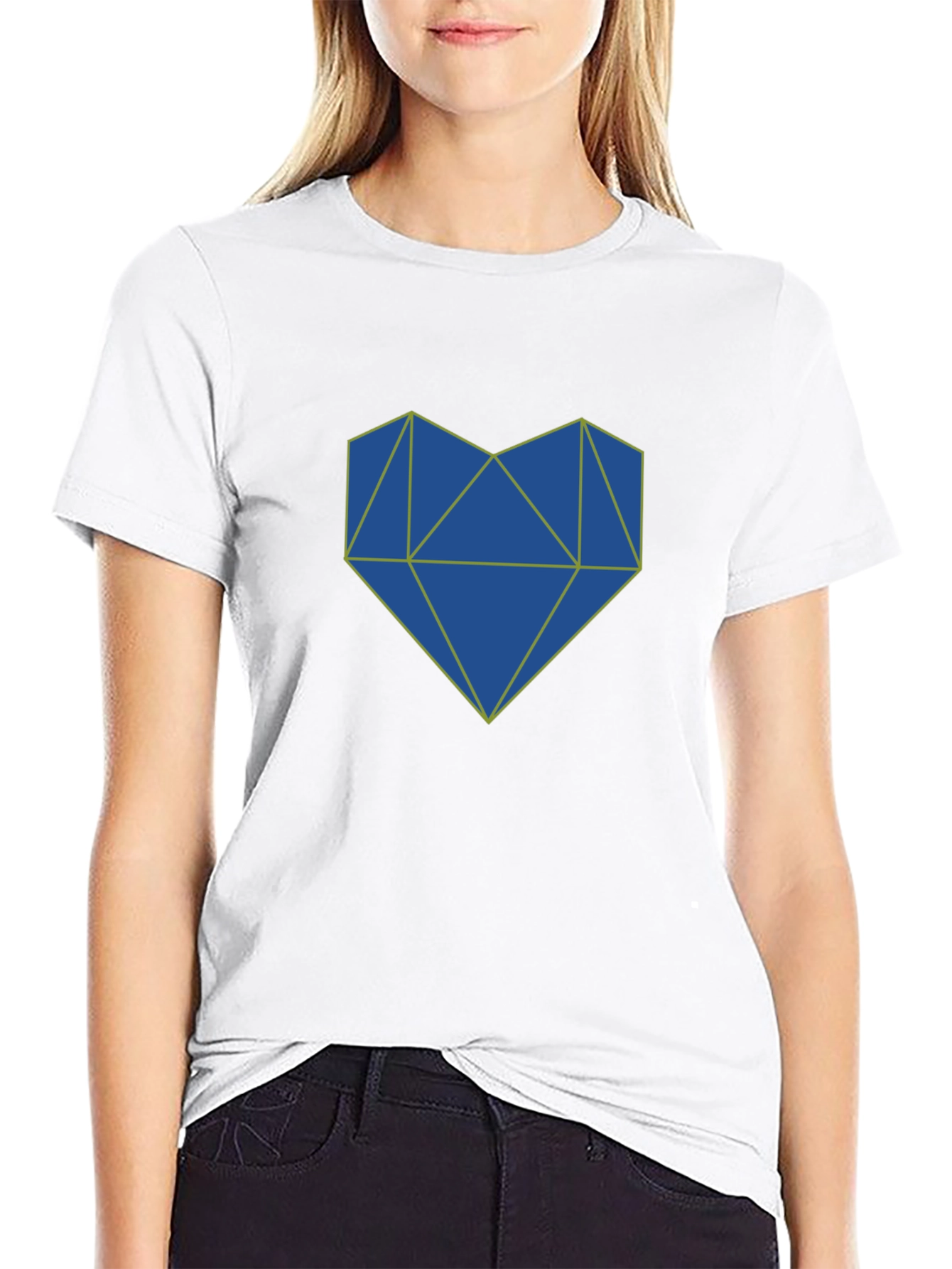 Black Geometric Heart Graphic Tee - Stylish Men's Black T-Shirt view 9