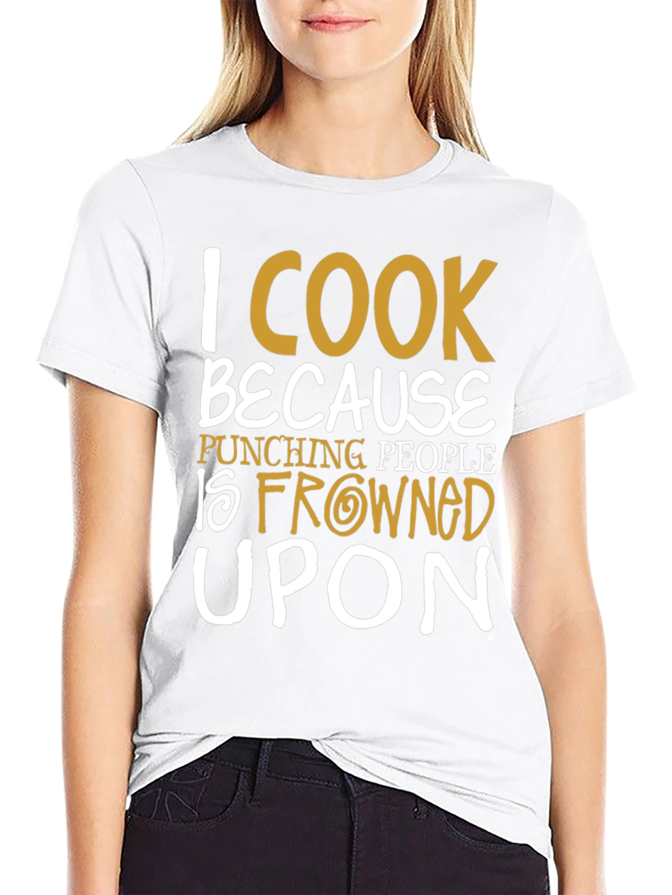 Black I Cook Because Punching People Is Frowned Upon T-Shirt view 9