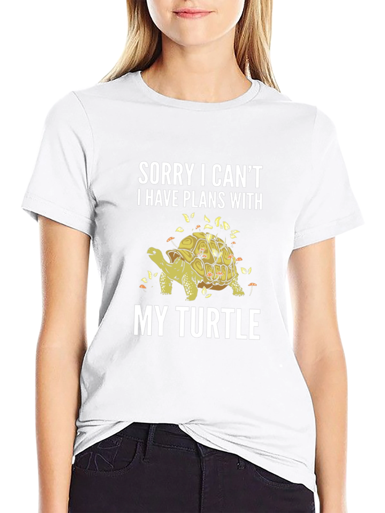 Black Sorry Plans With My Turtle Graphic Tee view 9