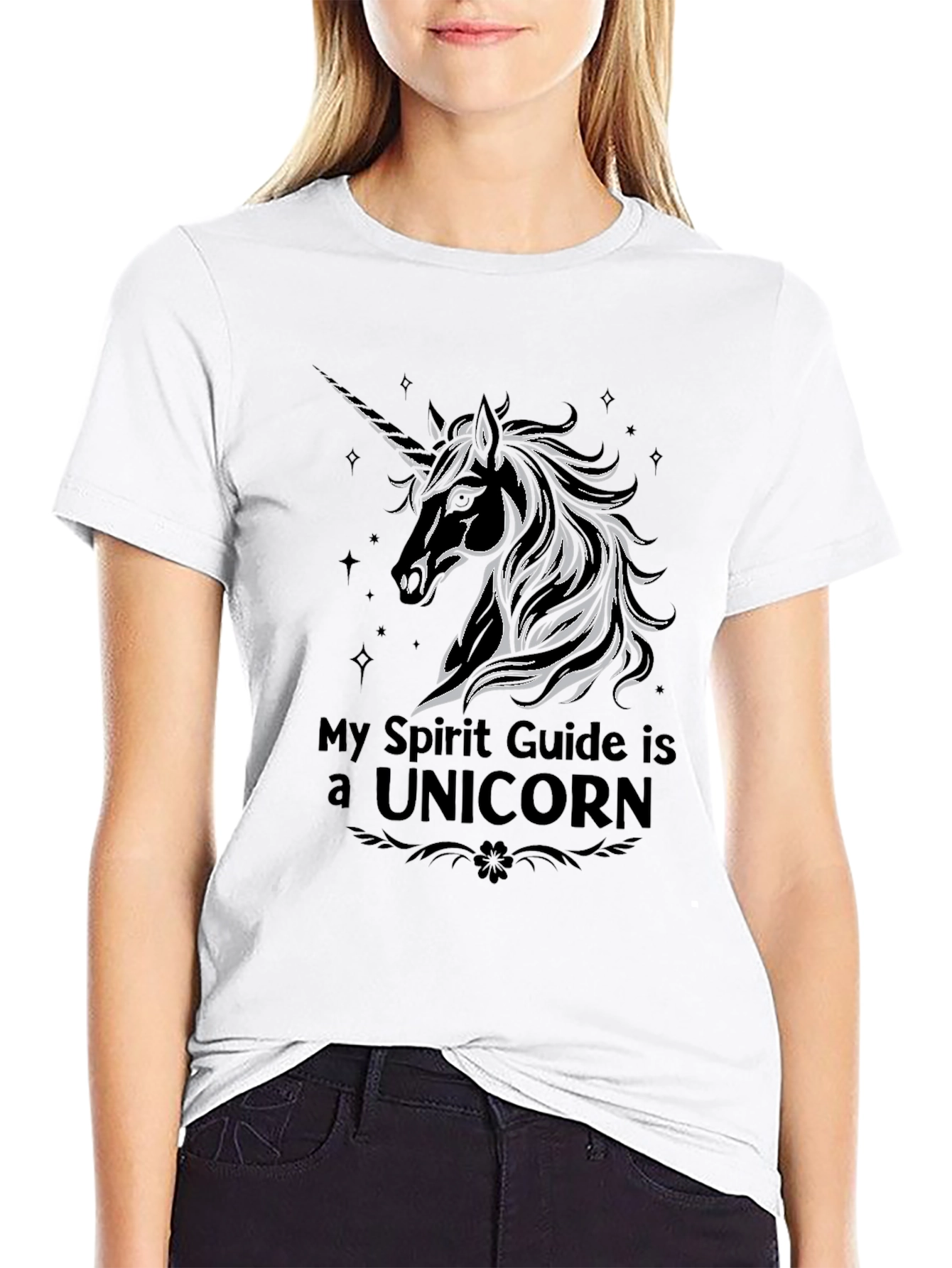 Black My Spirit Guide is a Unicorn Graphic T-Shirt view 9