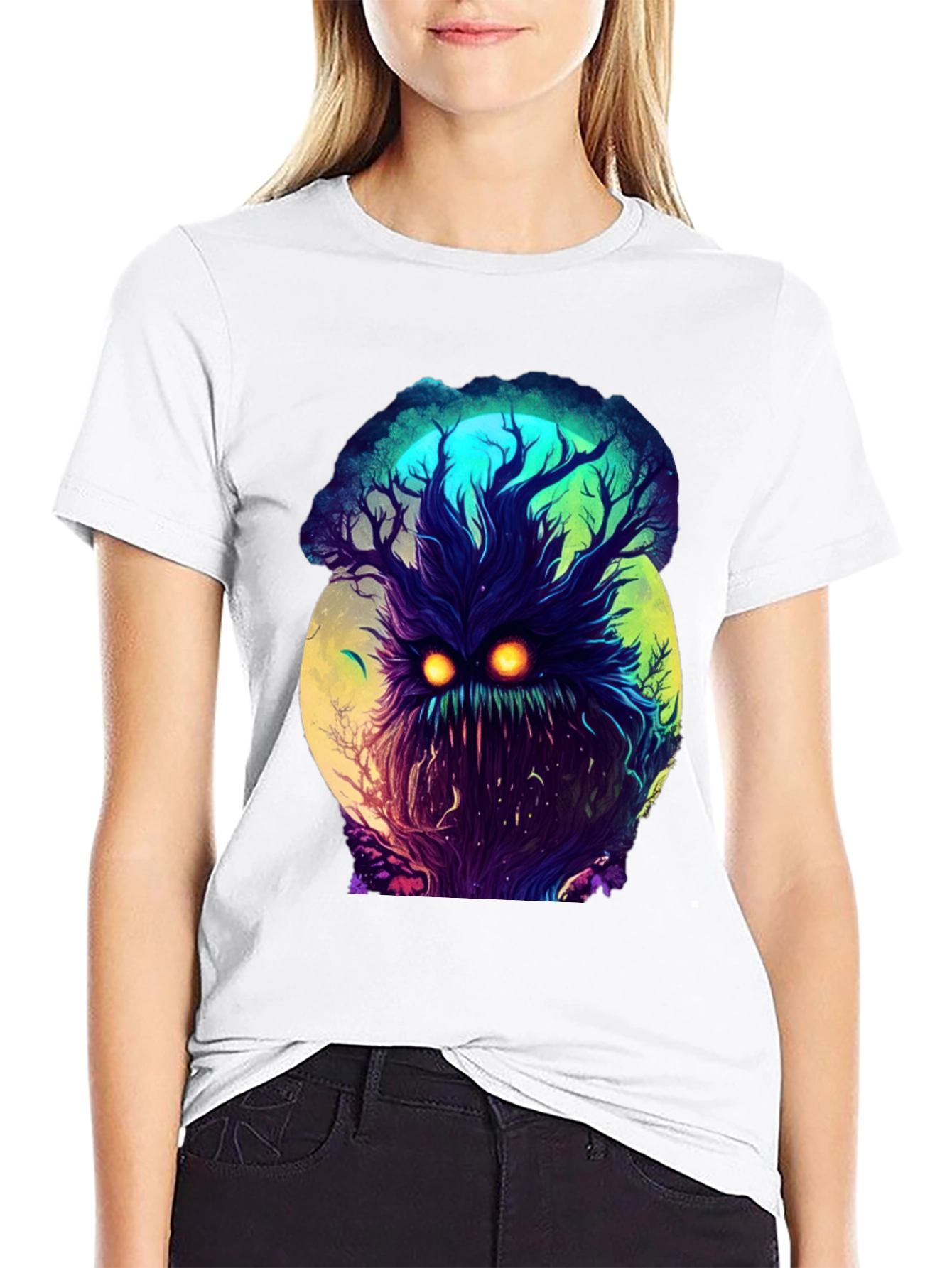 Black Mystic Tree Monster Graphic Tee - Black T-Shirt view 9