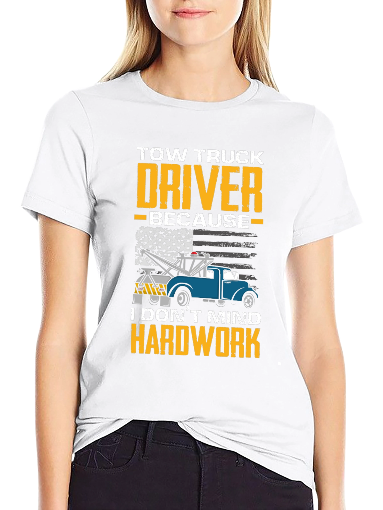 Black Tow Truck Driver Hardwork Graphic T-Shirt view 9