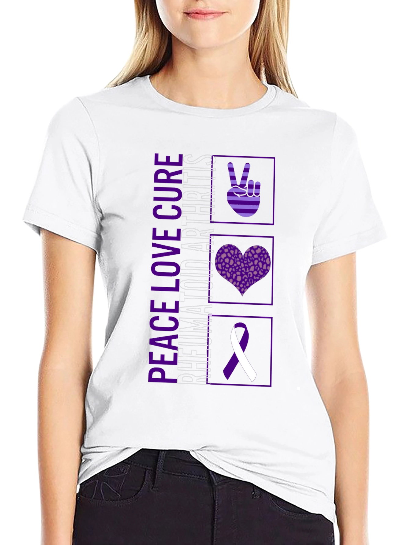 Peace Love Cure Rheumatoid Arthritis Awareness T-Shirt - 9