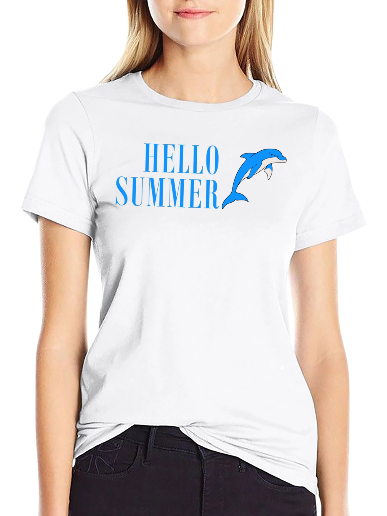 Black Hello Summer Dolphin T-Shirt view 9