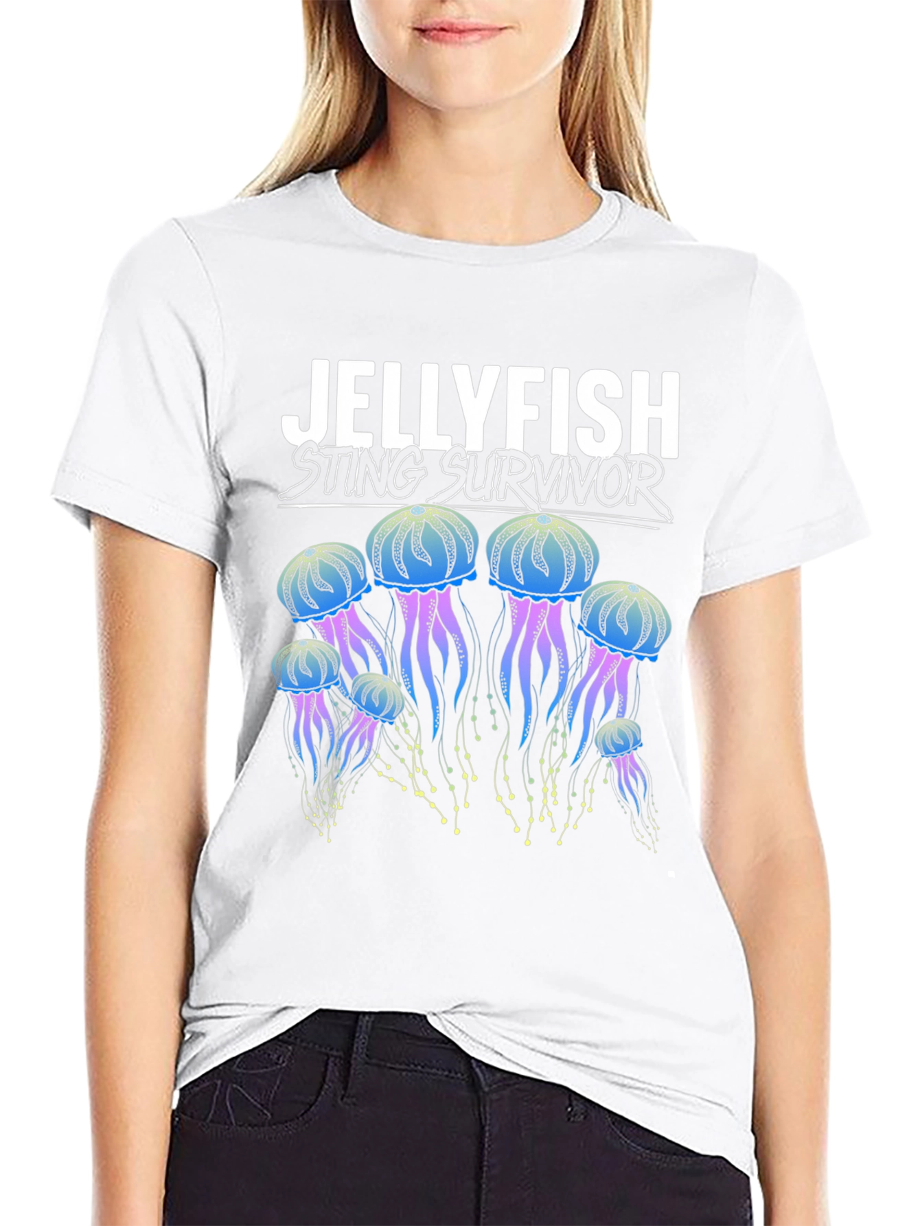 Black Jellyfish Sting Survivor Graphic T-Shirt view 9