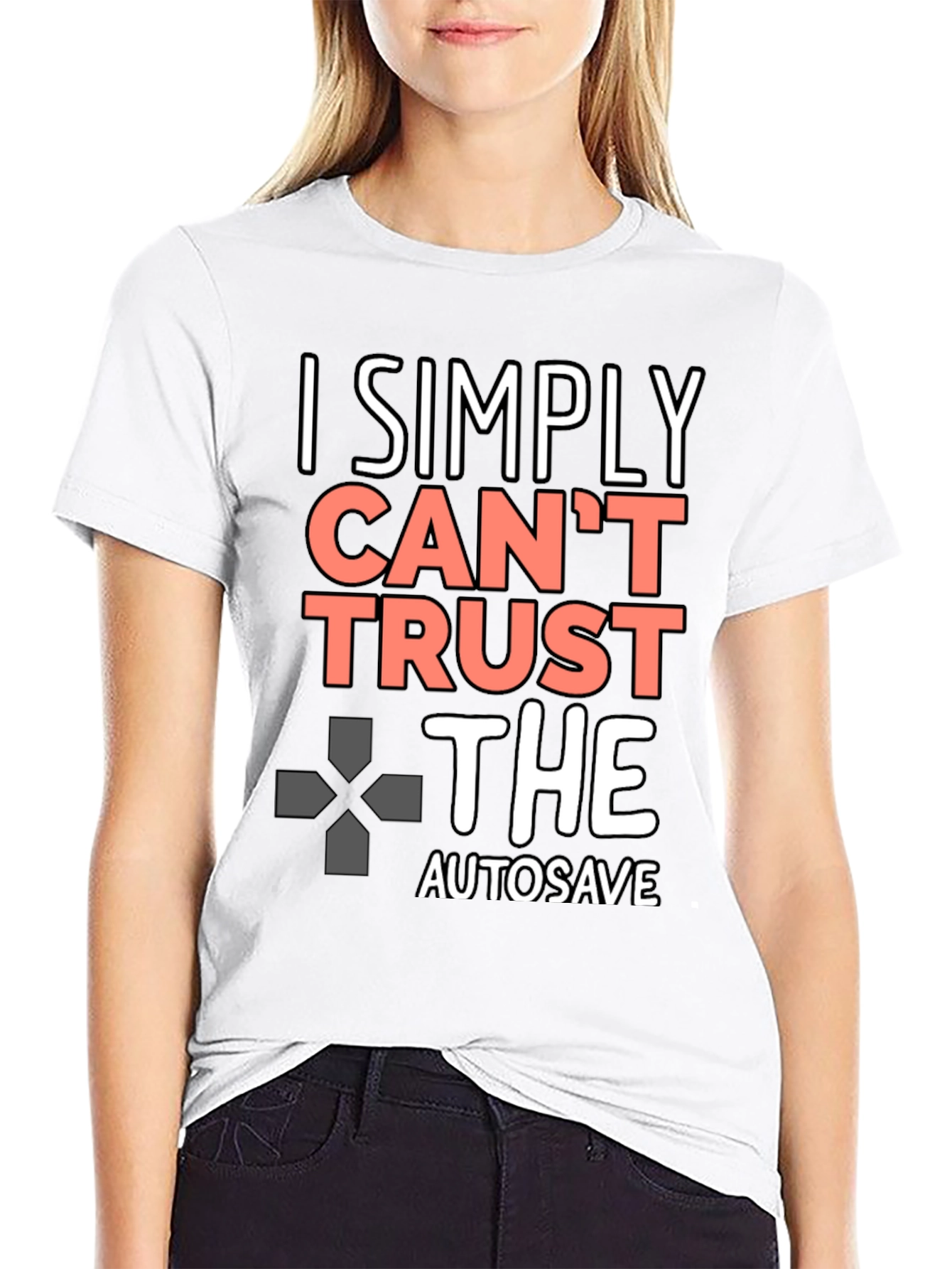 Black I Simply Can't Trust the Autosave Black T-Shirt view 9