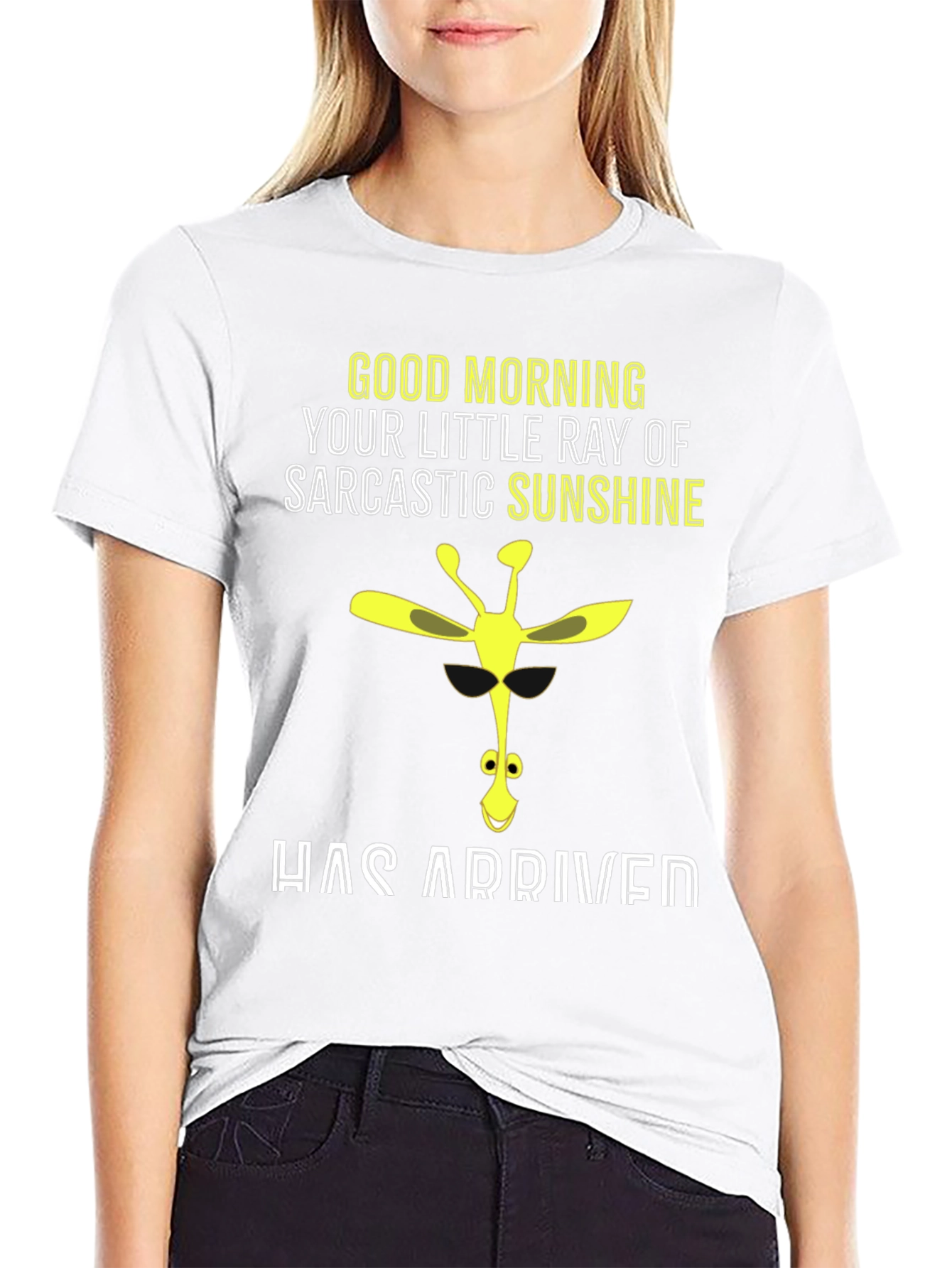 Black Sarcastic Sunshine Giraffe Graphic Tee view 9