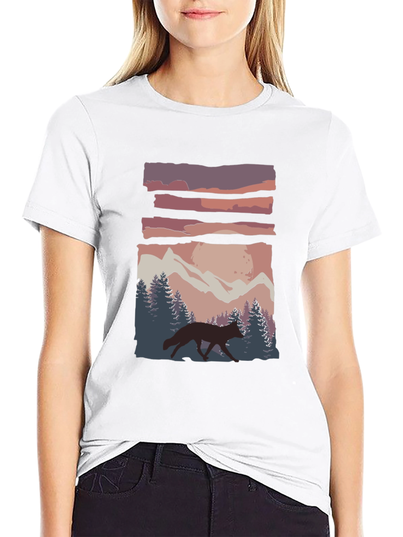 Black Wolf in the Wilderness Graphic Tee view 9