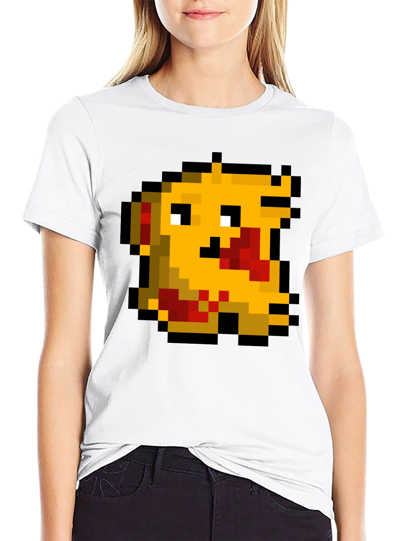 Black Pixel Monster Graphic Tee - Black Cotton Casual Shirt view 9