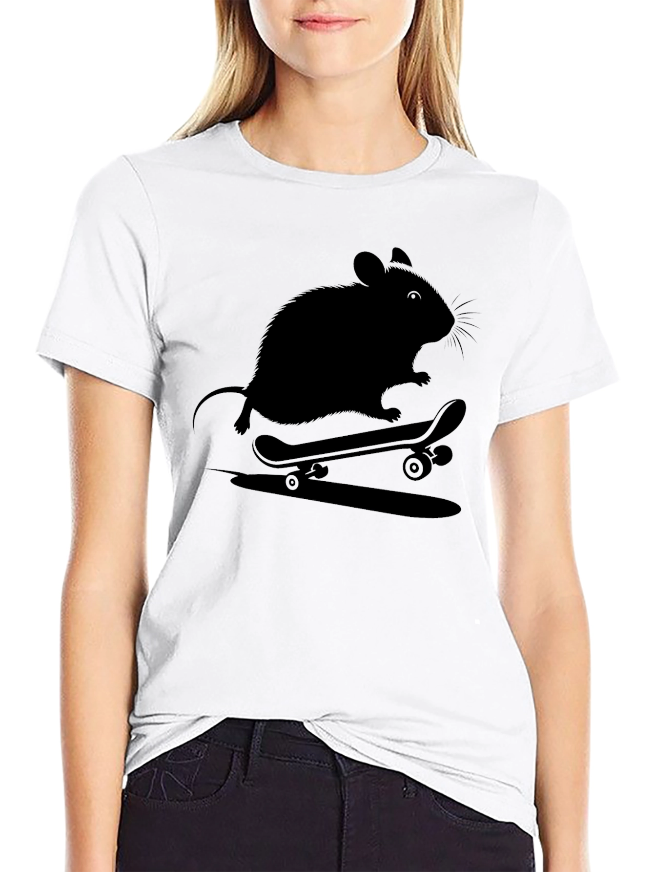 Black Skateboarding Rat Graphic Tee - Cool Casual Shirt view 9