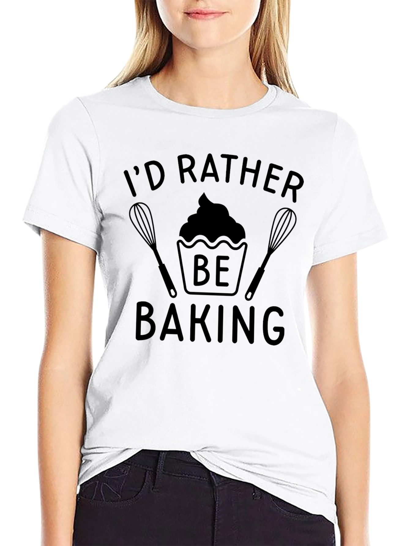 Black I'd Rather Be Baking T-Shirt view 9