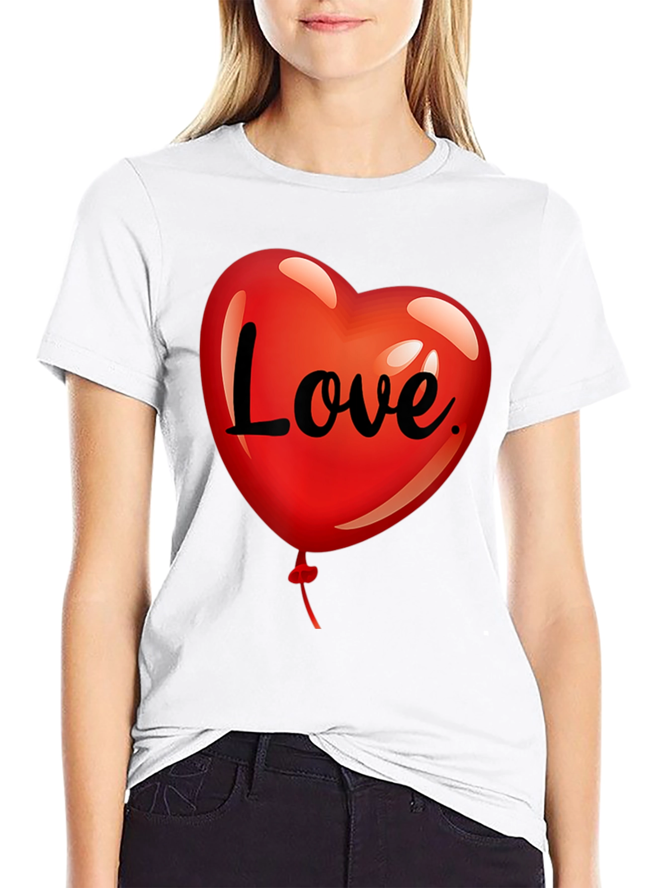 Black Love Heart Balloon Graphic Tee - Black view 9