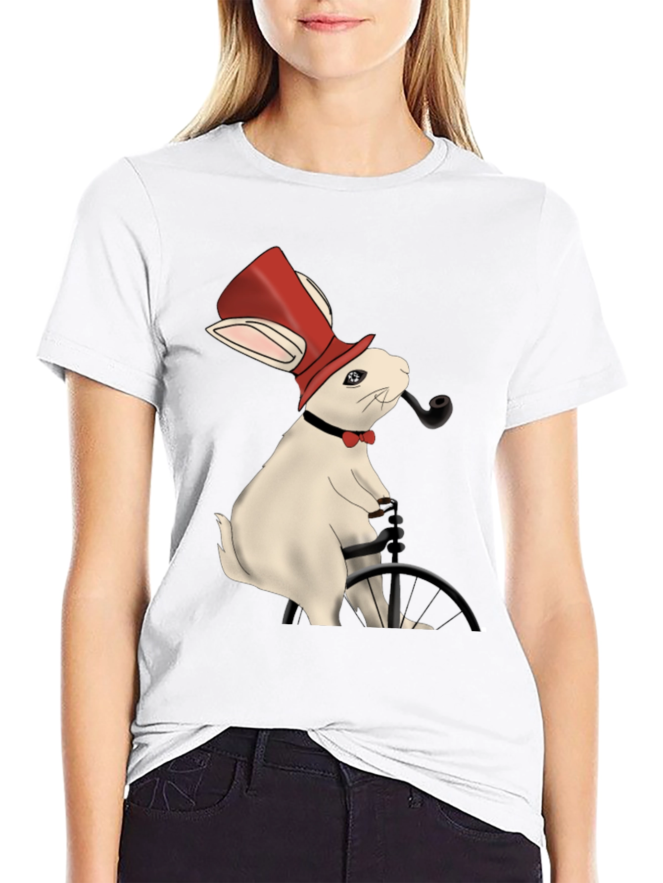 Black Rabbit Gentleman T-Shirt - Unique Design view 9