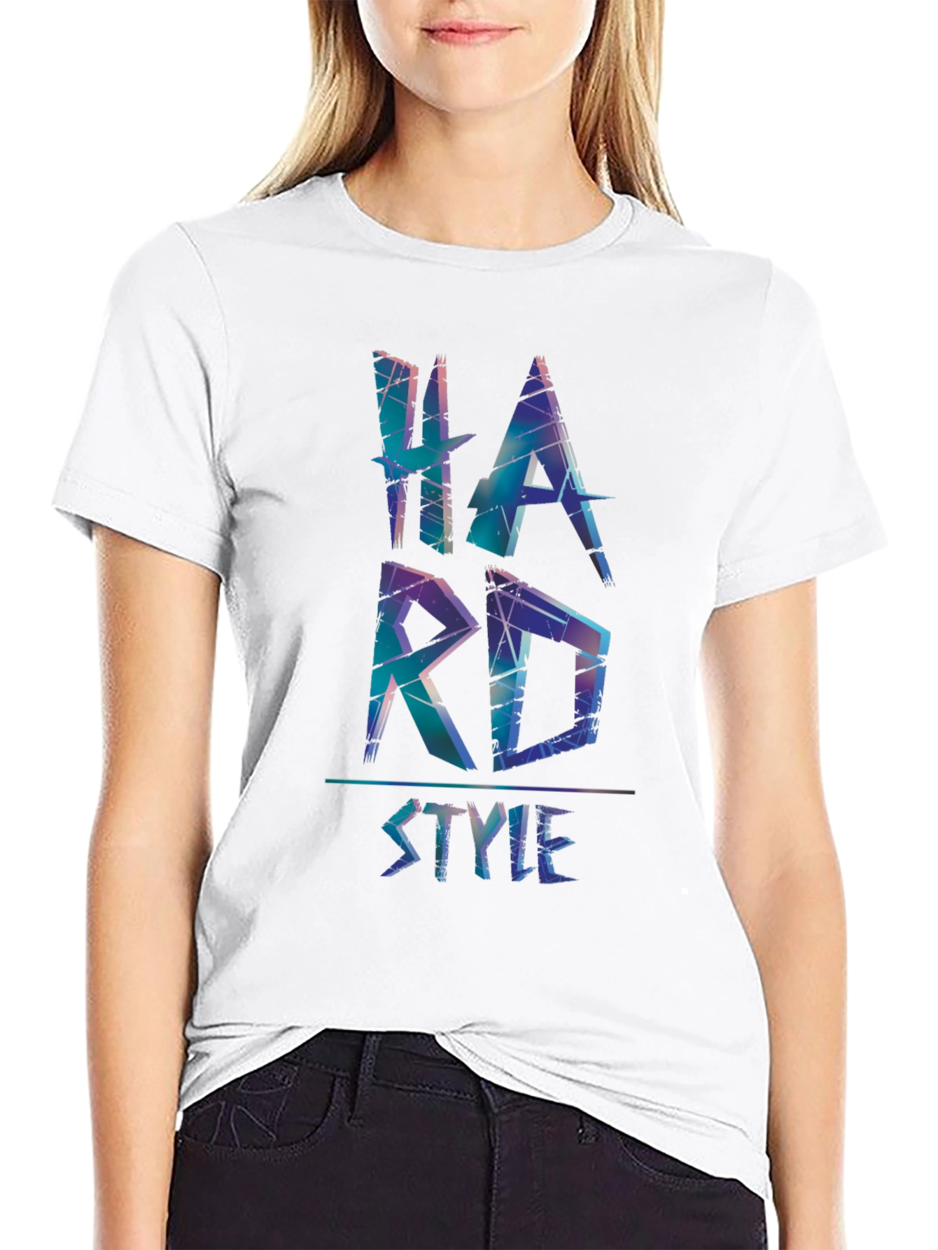 Black Hard Style Graphic Print Black T-Shirt view 9