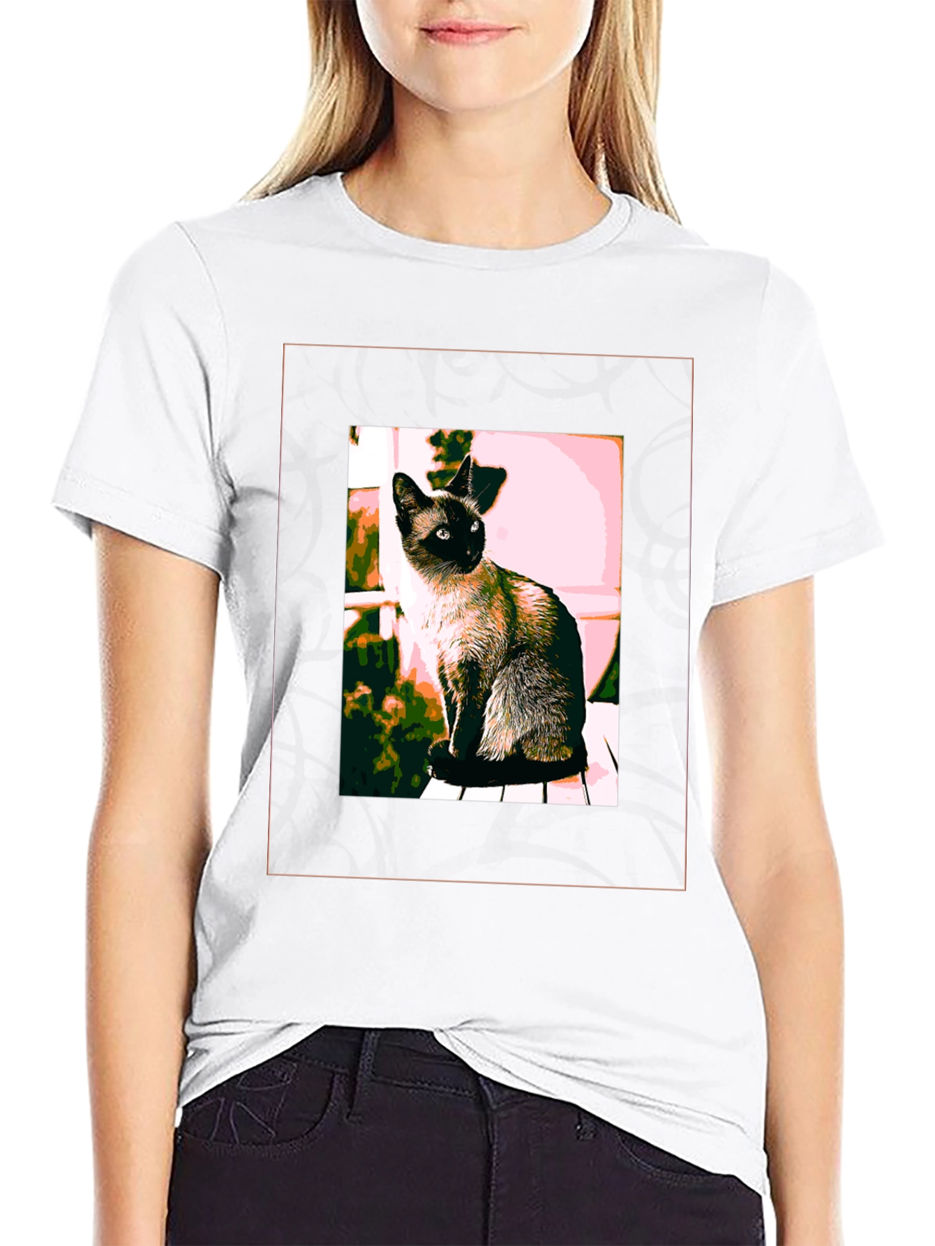 Black Siamese Cat Graphic T-Shirt view 9