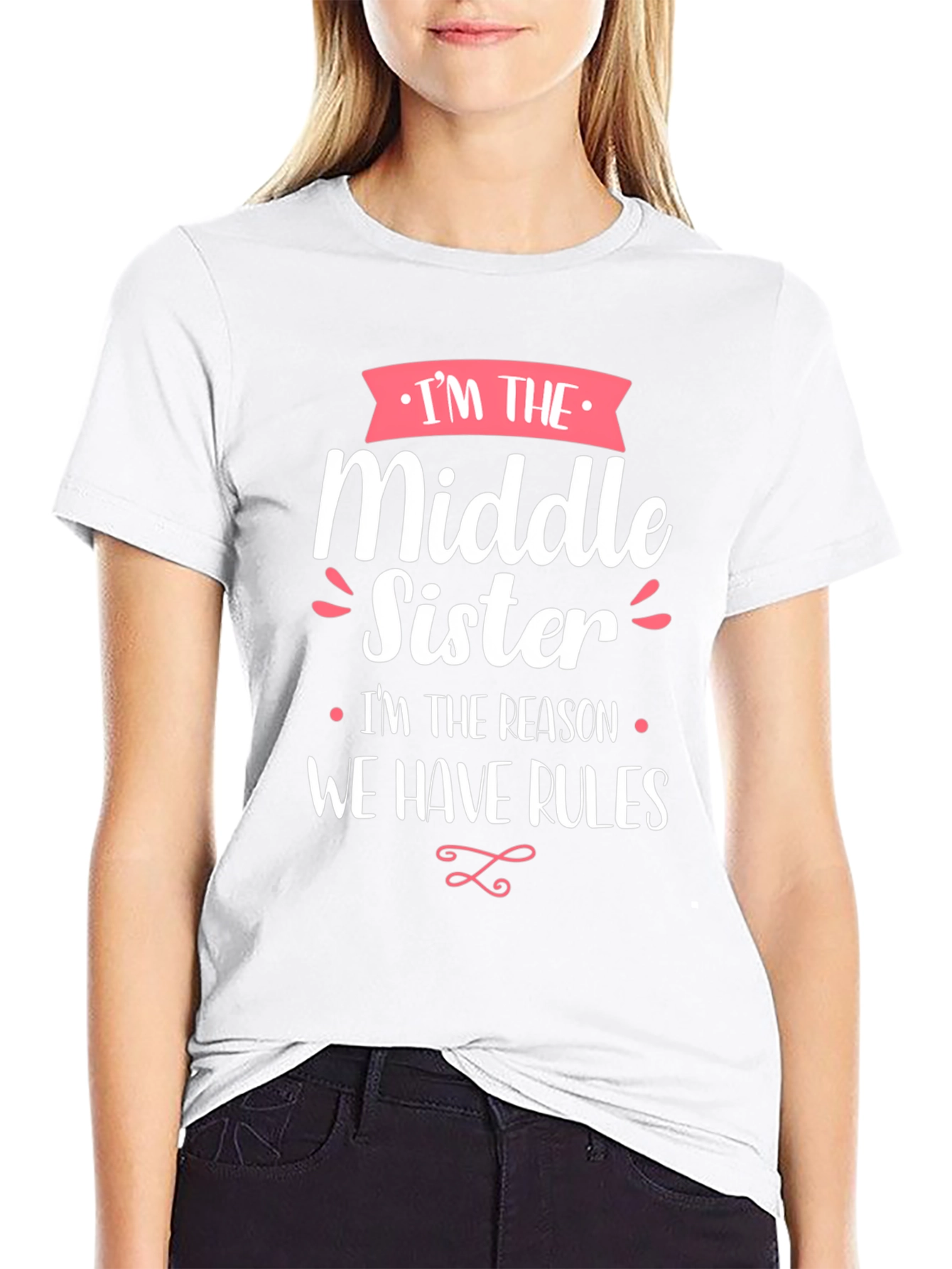Black Middle Sister T-Shirt - Sibling Humor Tee view 9