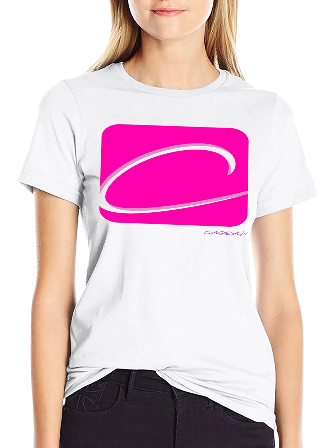 Black Modern Graphic Tee - Pink Logo Black T-Shirt view 9