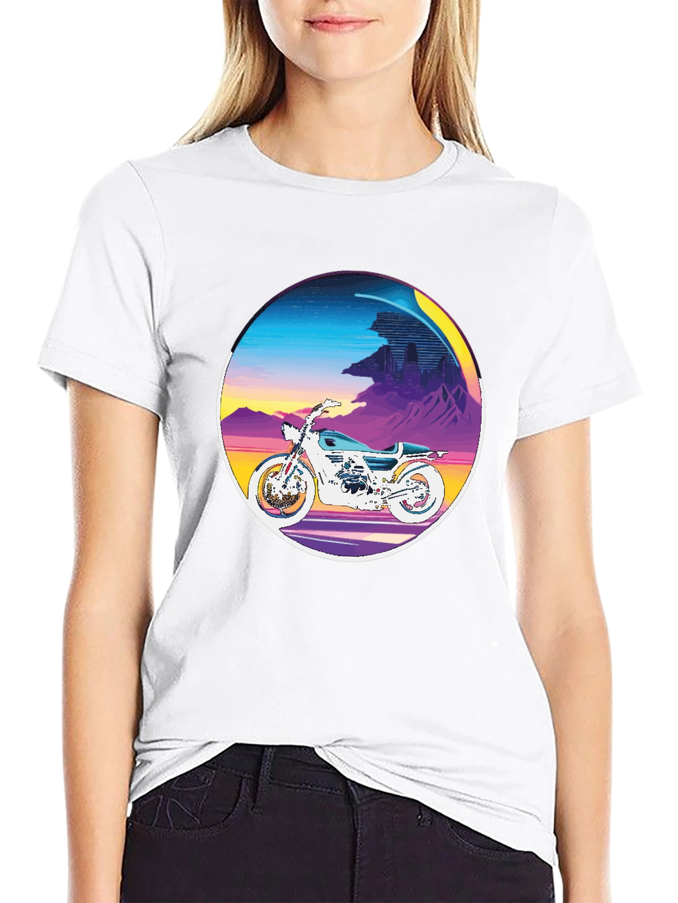 Black Retro Motorcycle Graphic Tee - Vintage Style view 9