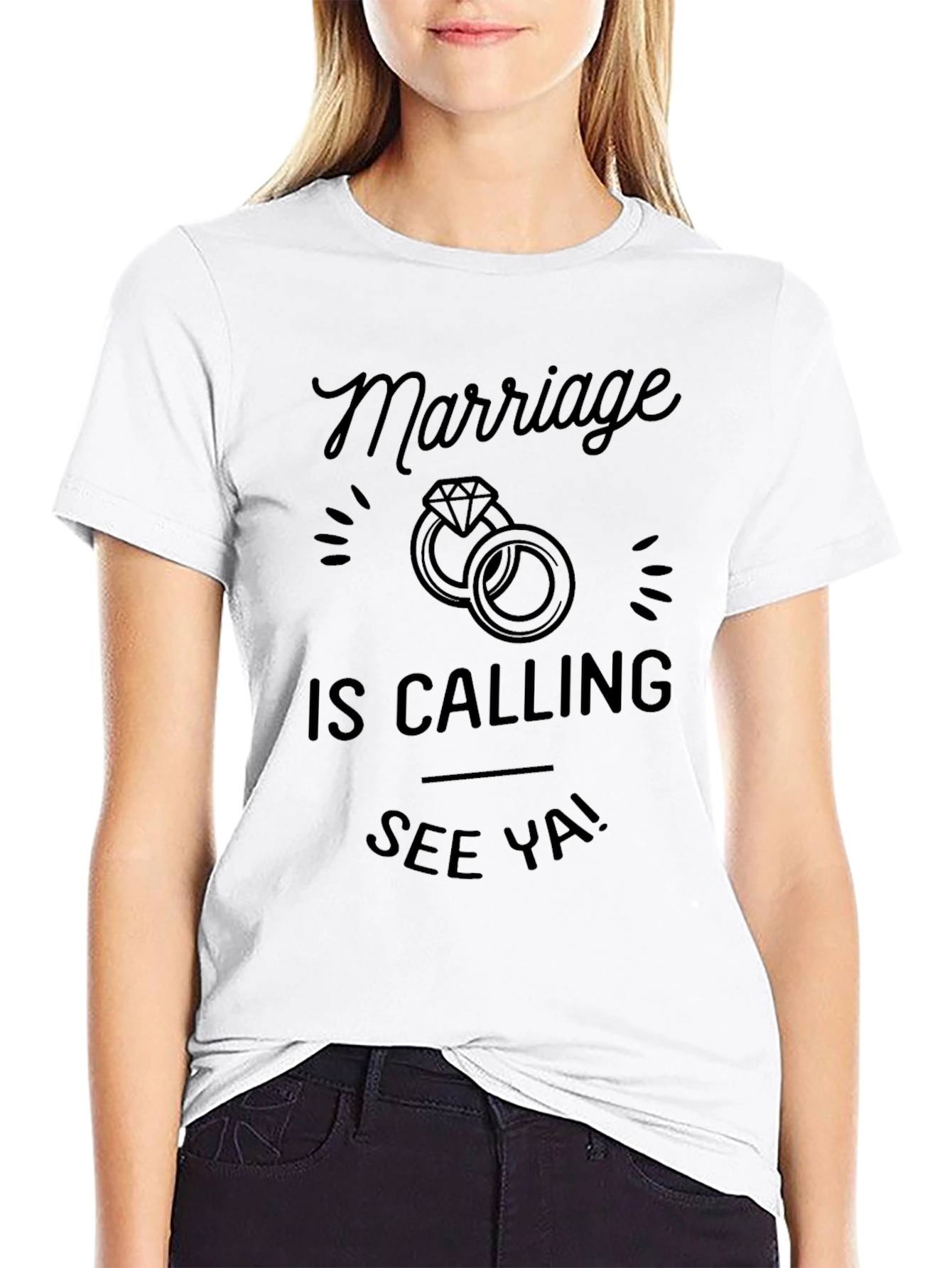 Black Marriage is Calling T-Shirt - See Ya! Funny Groom Tee view 9