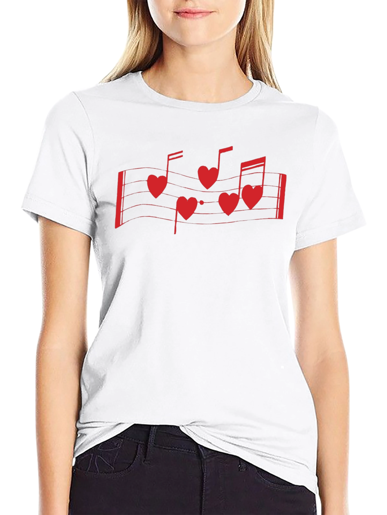 Black Musical Heart Notes Graphic Tee - Black view 9