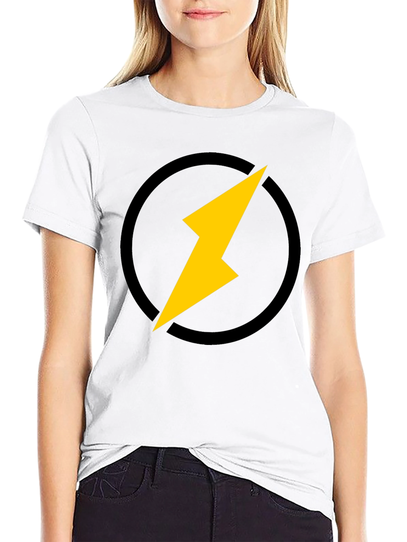 Black Lightning Bolt Graphic Black T-Shirt view 9